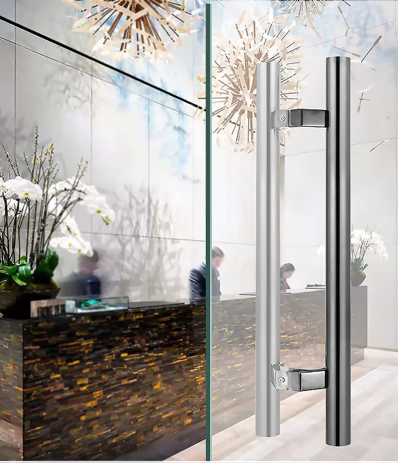 Poignée de porte coulissante entrée de cuisine métal gris style américain 80cm