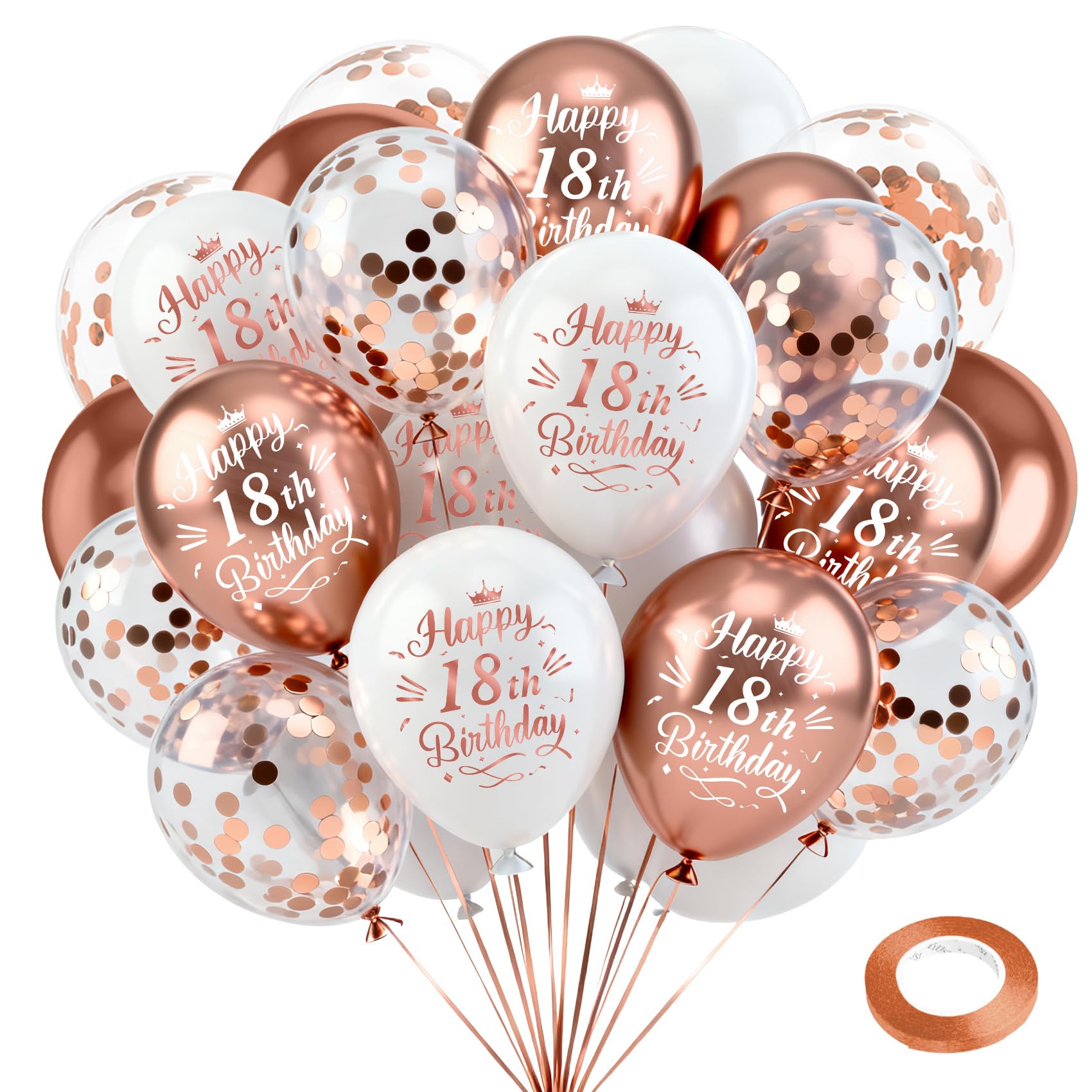 Birthday Balloons Rose Gold White Balloons 18th birthday balloons 24 Pcs 18th Birthday Decorations Rose Gold Birthday Decorations For Women 18 Balloon birthday Party Supplies
