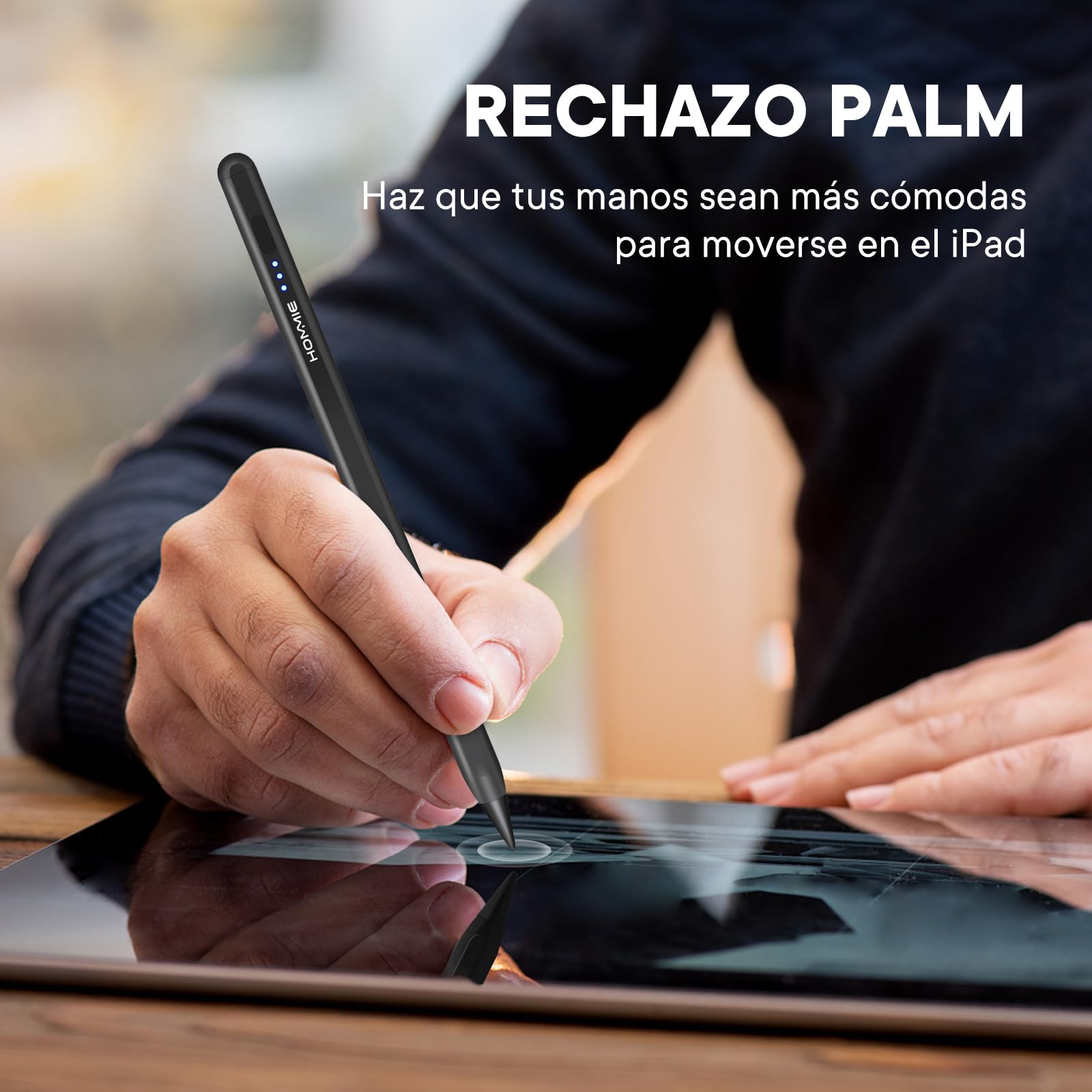 Hommie Pencil iPad Escritura Precisa | 5 Mins Carga Rápiado, Lapiz iPad con Rechazo Palma, Magnética y Sensible Inclinación, Lapiz para iPad 10/9/8/7/6, iPad Pro 11" y 12,9", Air 5/4/3, Mini 6/5,Negro