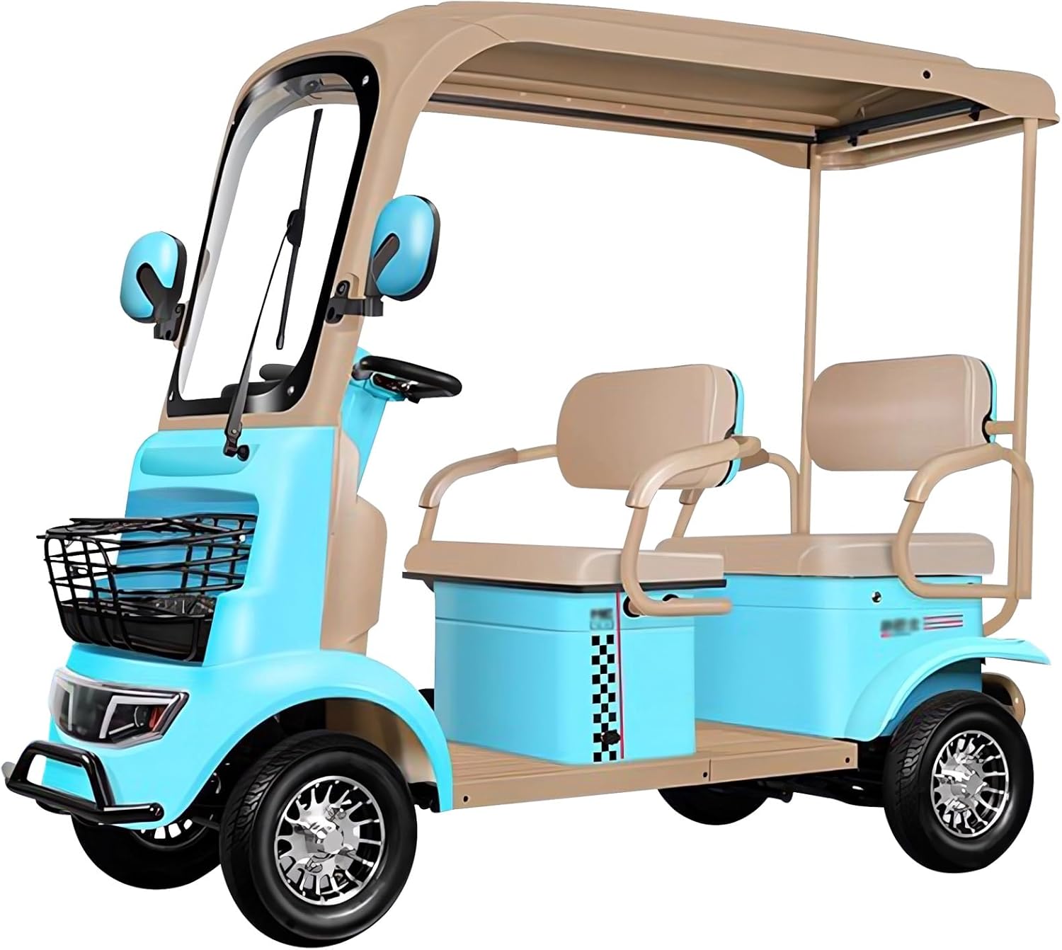 4 Passenger Mobility Scooter with Extra Large Capacity Storage Trunk, Electric Golf Cart for Adults, 800W Differential Motor, Perfect for Golf Hunting Scenic Spots Hotels Beaches Schools and Farm
