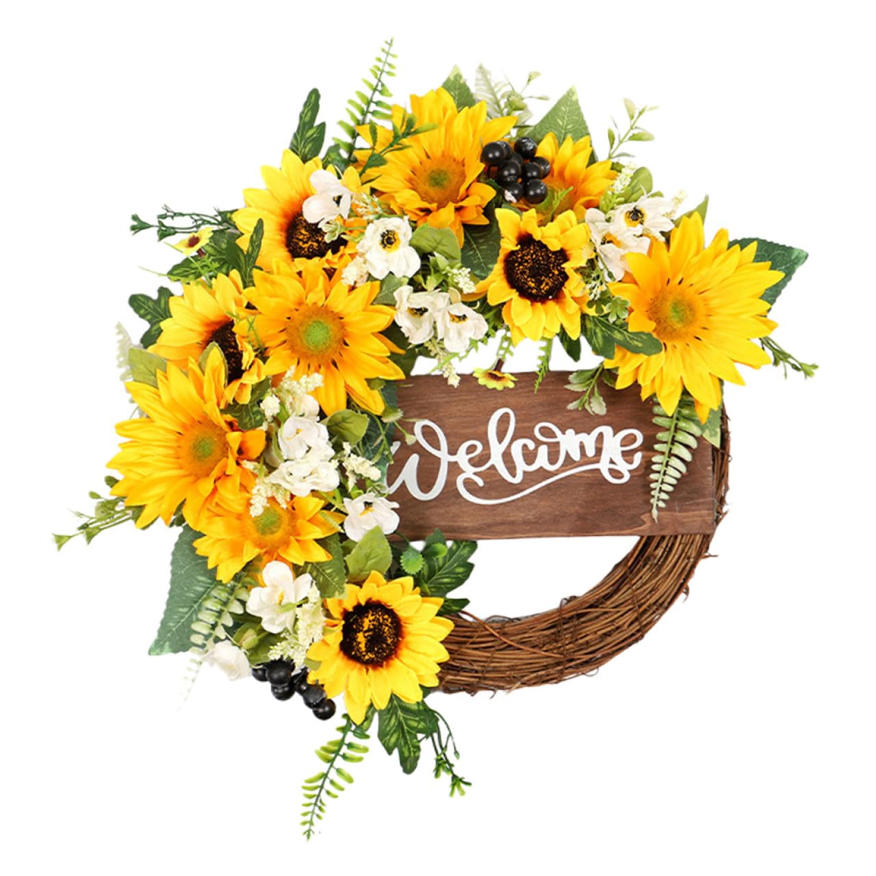 ifundom Guirnalda De Verano De Girasol Porche De De Bienvenida De Girasol De Seda Decoración De La Puerta De Entrada De Otoño De Otoño Miel Boda De Madera
