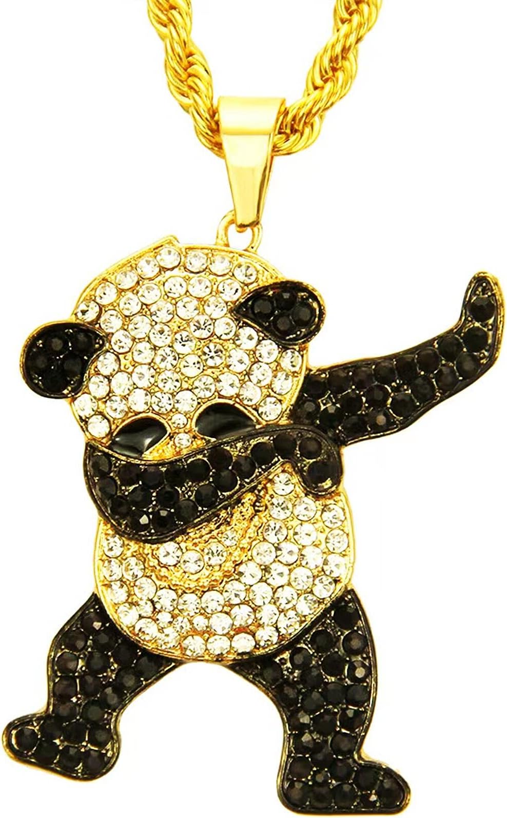 LAIMIUMIU33Iced Out Chain for men Hip Hop Panda Pendant Necklace for Boy Animal style Hip Hop Punk Iced Out Jewelry boys jewelry Cuban Link chain for men sports gifts for boys Helloween