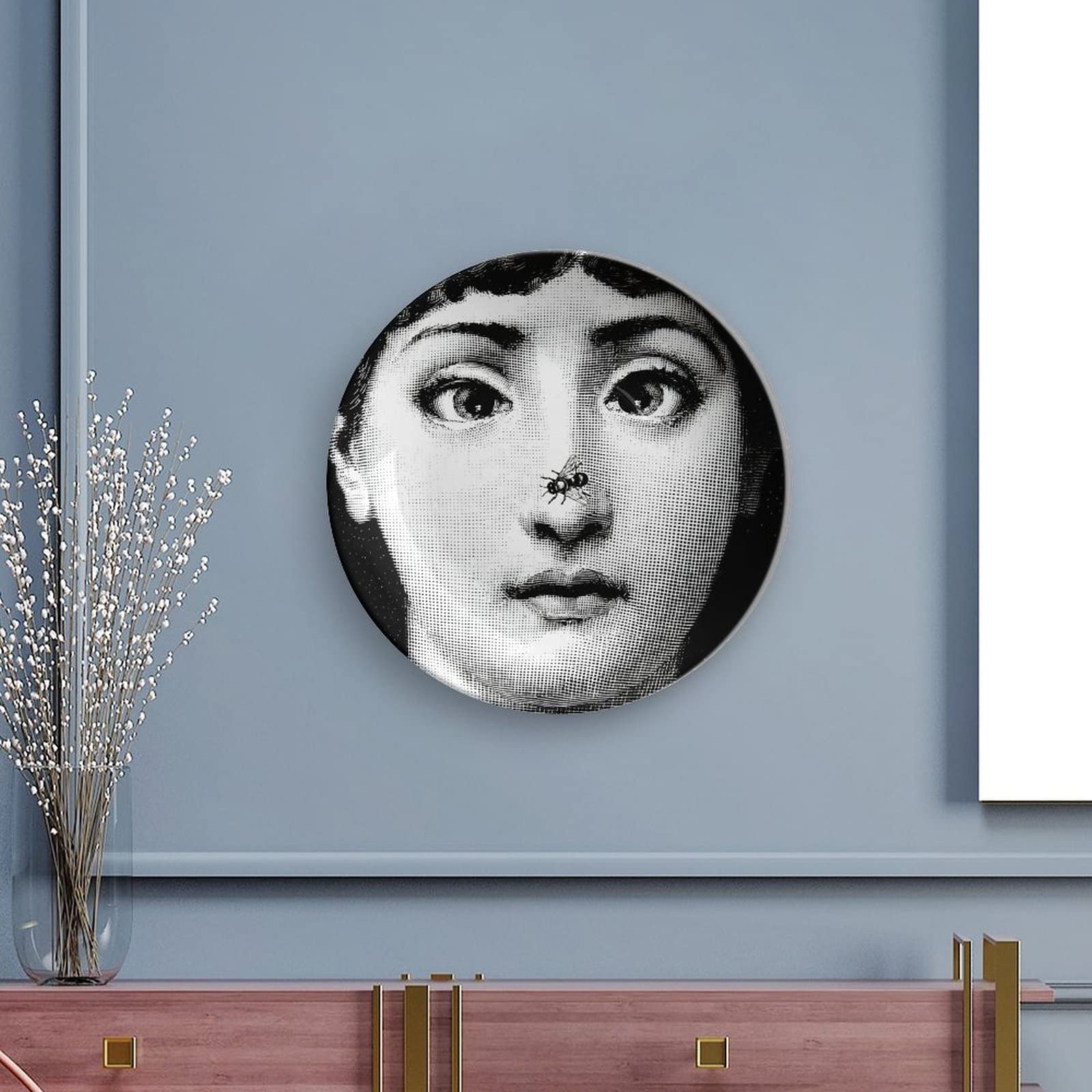 Piatto Lina Cavalieri, Piatto Decorativo da Parete, Decorazione da Appendere alla Parete con Piastra Facciale Misteriosa, Staffa Inclusa E Gancio A Molla Speciale,B16,7inch