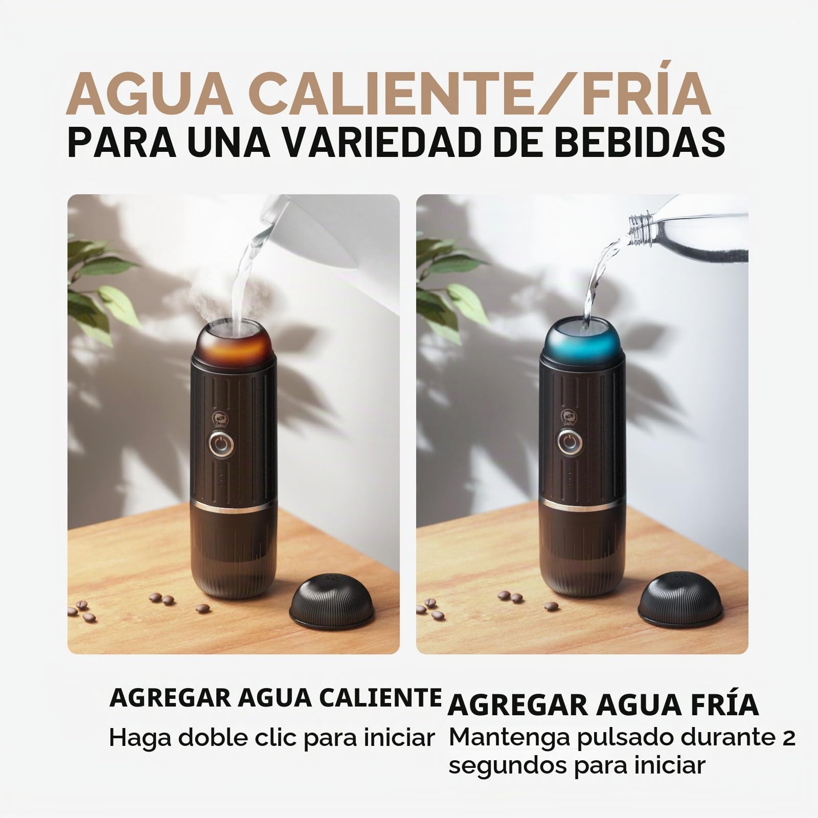 Máquina de café espresso eléctrica portátil, sistema de extracción de calor 2 en 1, cafetera espresso Crema Nespress, soporta café molido y cápsula NS, ME2218 (NEGRO)
