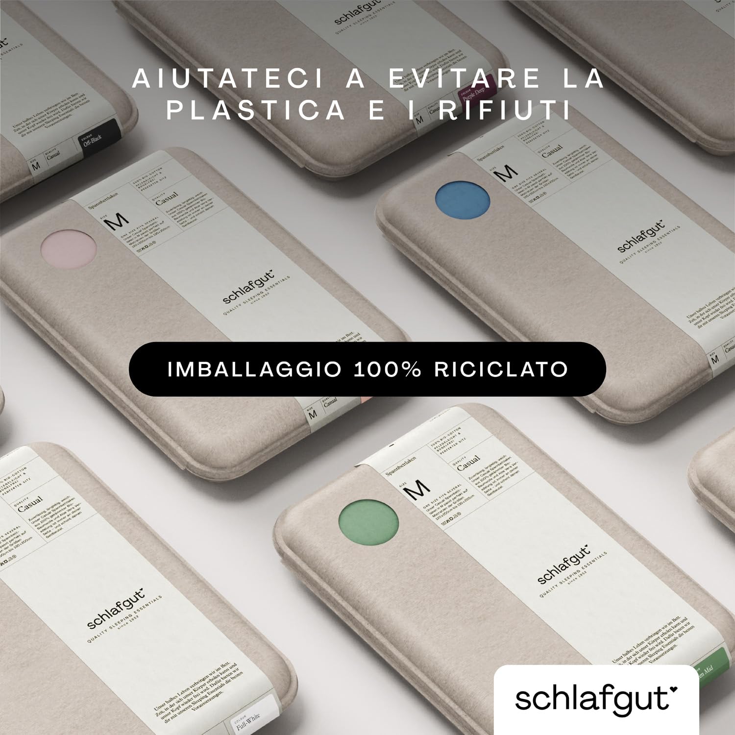 schlafgut Casual Lenzuolo con angoli da 180x200cm a 200x200cm, 100% cotone organico, Grey Light