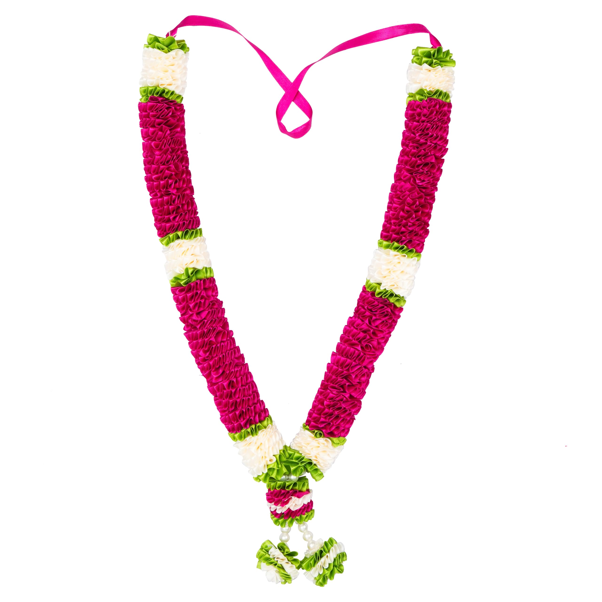 Artificial Flowers Photo Bride Groom Garland (Magenta (25inch))