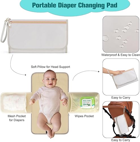 Miniatura 5 de Mochila para pañales, bolsas de pañales impermeables con puerto de carga USB, mochila de viaje antirrobo multifunción, Gris, Mochilas de día