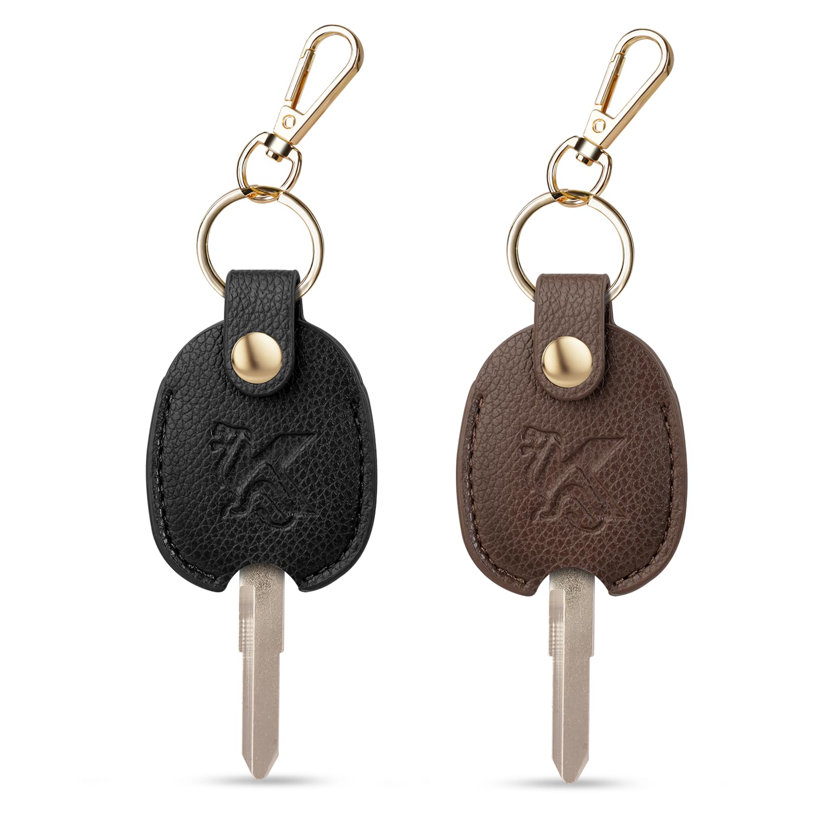 KARENSKEYS Car Key Cover, 2pcs Leather Key Sleeve, Broken Car Key Loop Replacement, Keychain for Women Men.