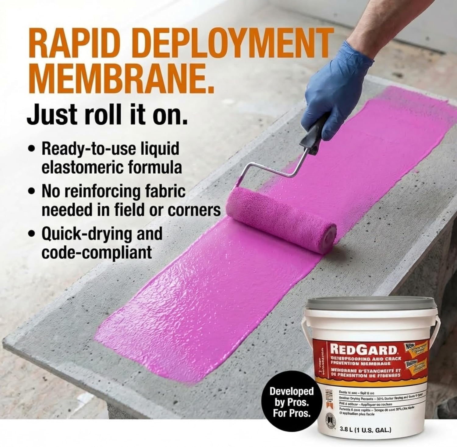 Custom Building Products RedGard Ready to Use Pink Waterproofing and Crack Prevention 1 gal. | Ready to Use product thumbnail 7
