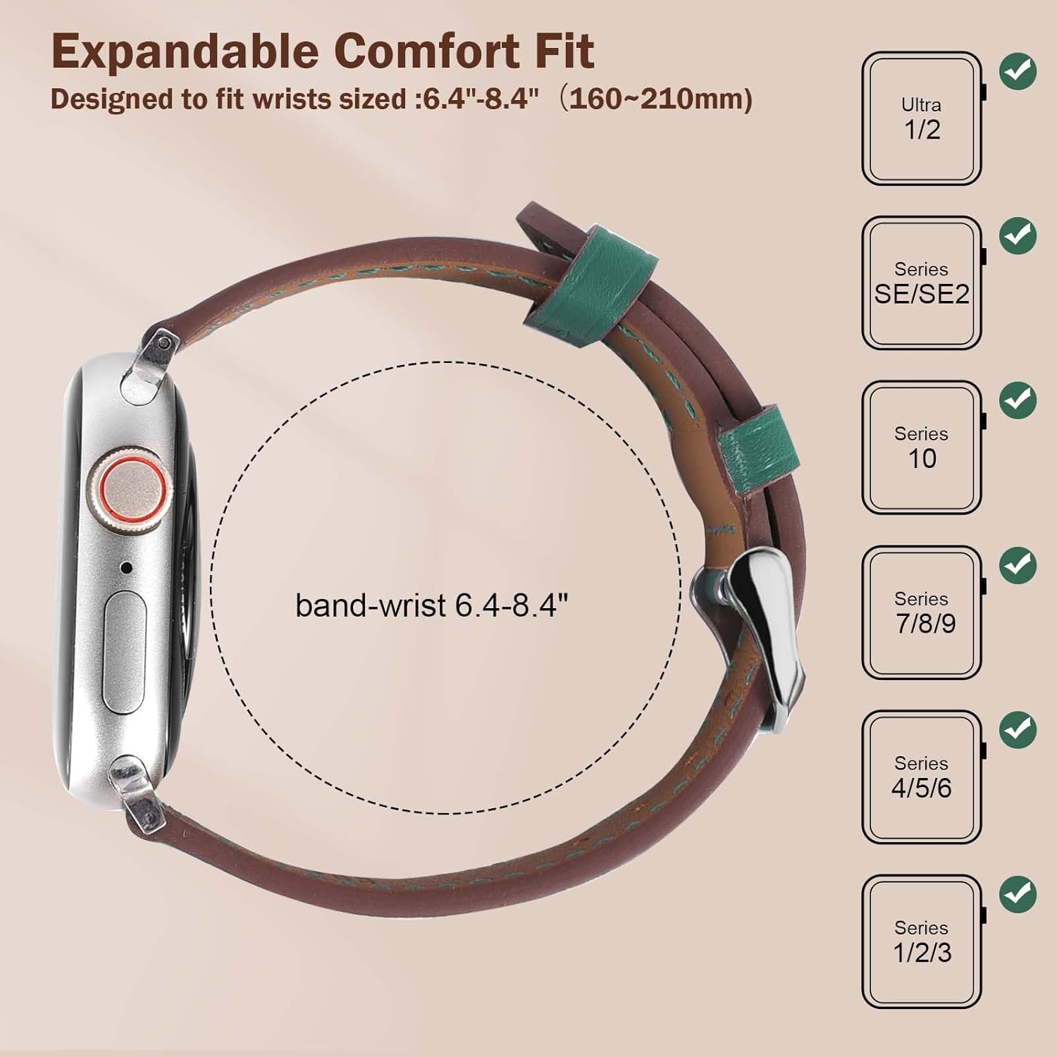 Genuine Leather Band Compatible with Apple Watch Bands for Women Men 49mm 46mm 45mm 44mm 42mm 41mm 40mm 38mm, Soft Leather Replacement Strap for iWatch Ultra/SE/Series 11 10 9 8 7 6 5 4 3 2 1 - Image 7