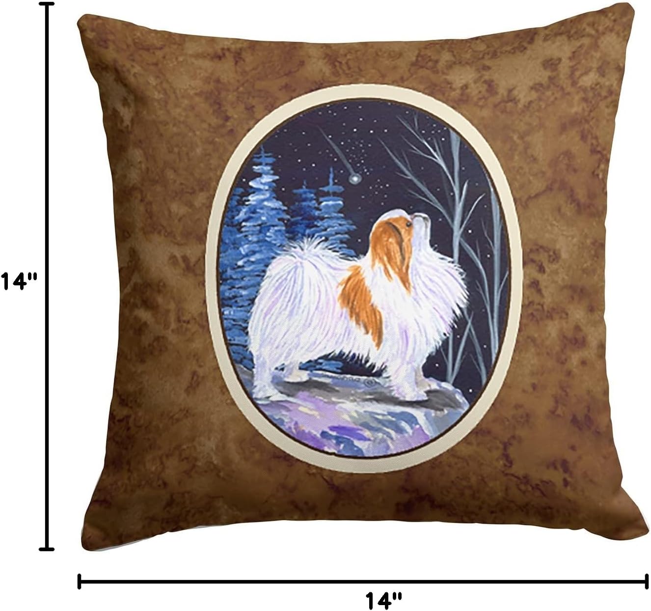 Caroline's Treasures SS8363PW1414 Starry Night Japanese Chin Fabric Decorative Pillow Machine Washable, Indoor Outdoor Decorative Pillow for Couch, Bed or Patio, 14Hx14W