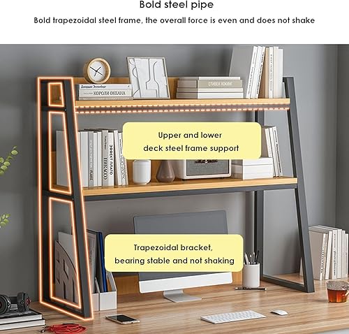 Miniatura 4 de Organizador de estantería de escritorio estante de escritorio estante de escritorio industrial de 2 niveles estantería de escritorio para escritorio