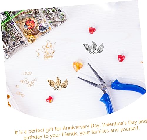 Miniatura 5 de EXCEART 800 piezas de pendientes de hoja colgantes de árbol de metal colgantes mini abalorios de hojas abalorios de flores colgantes decorativos