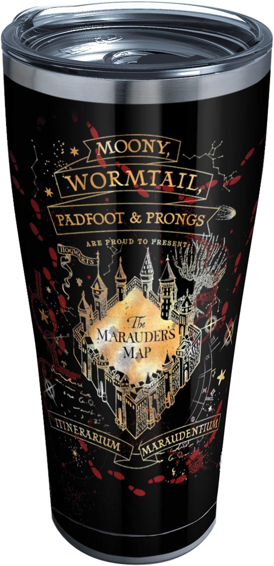 Tervis Harry Potter - Black Marauders Map Triple Walled Insulated Tumbler Travel Cup Keeps Drinks Cold & Hot, 30oz Legacy, Stainless Steel, 1 Count (Pack of 1)