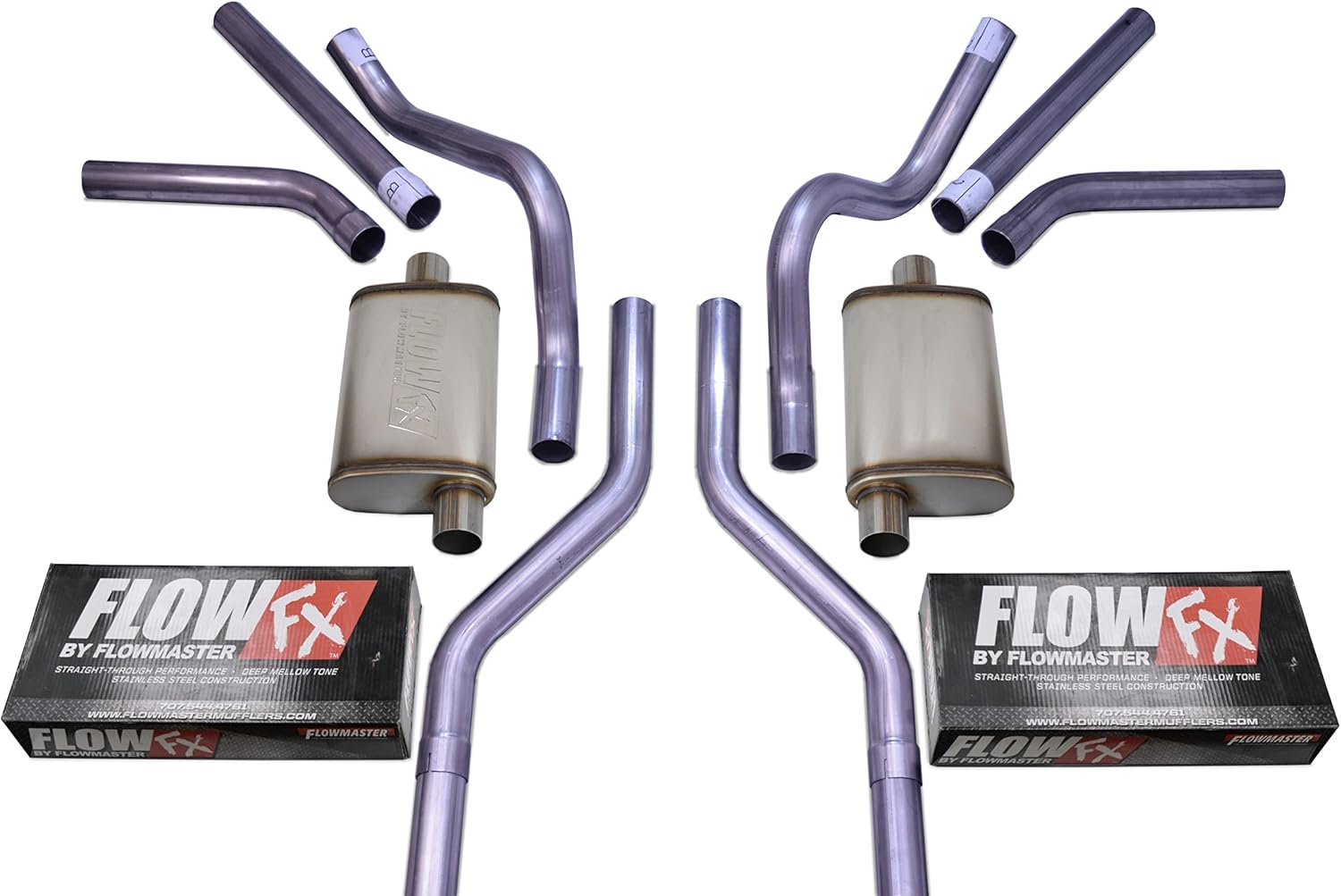 Truck Exhaust Kits 2.5" Dual Exhaust Kit with Flowmaster Flow FX Muffler Side Exit