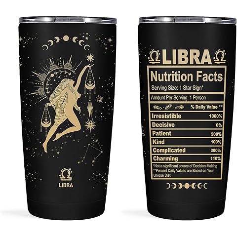 Libra Gifts for Women - 20 OZ Zodiac Cup, Astrology Tumbler, Witchy Gothic Gifts, Stainless Steel Insulated Constellation Cup