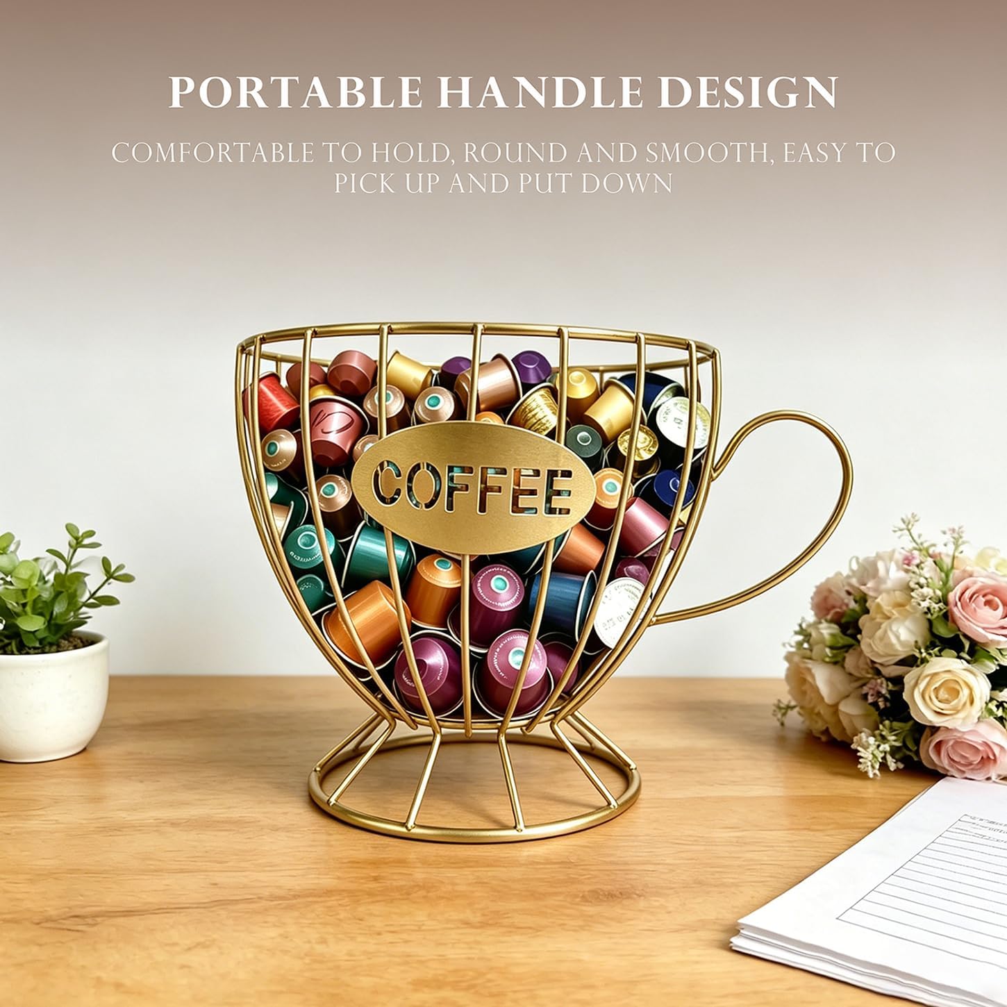 1Pcs Gold Countertop Coffee Pod K Cup Organizer 7.48x5.9x5.5in Home