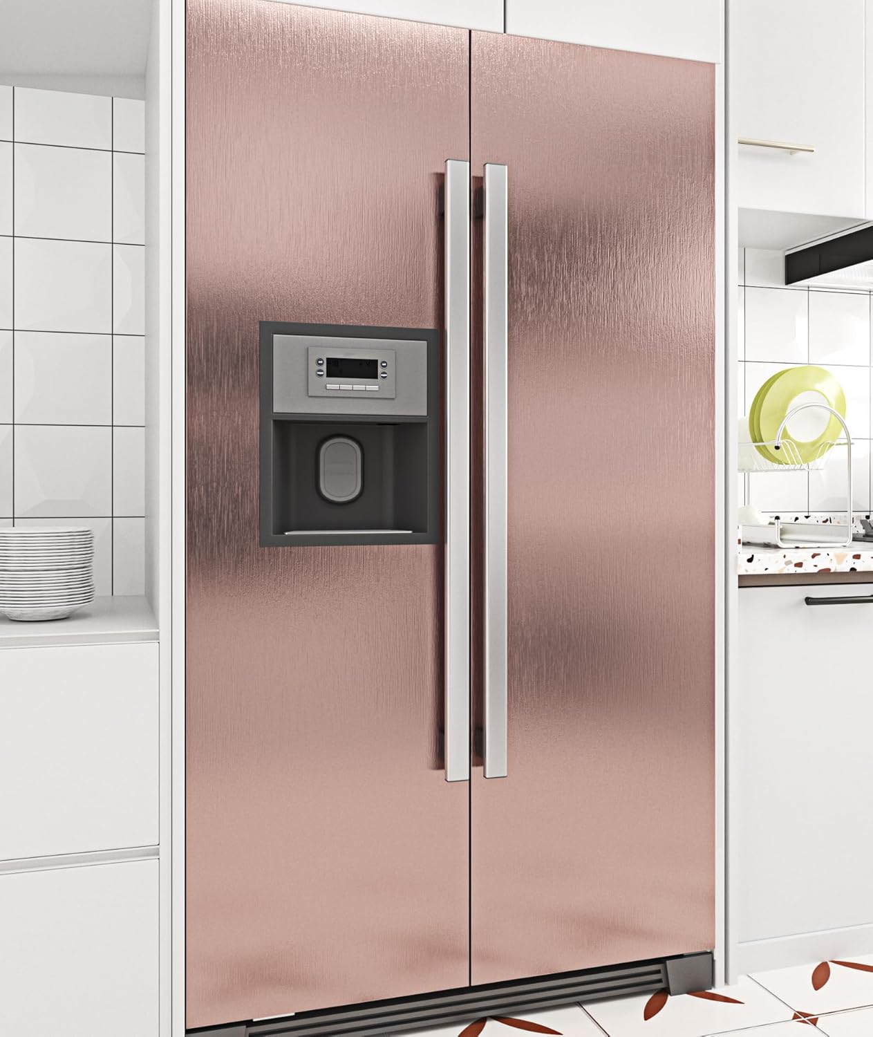 Rose Gold Stainless Steel Contact Paper Pink Peel and Stick Wallpaper Waterproof Brushed Metal Contact Paper for Countertops Appliances Fridge Wrap Kitchen Cabinets Vinyl Film 15.7"×118"