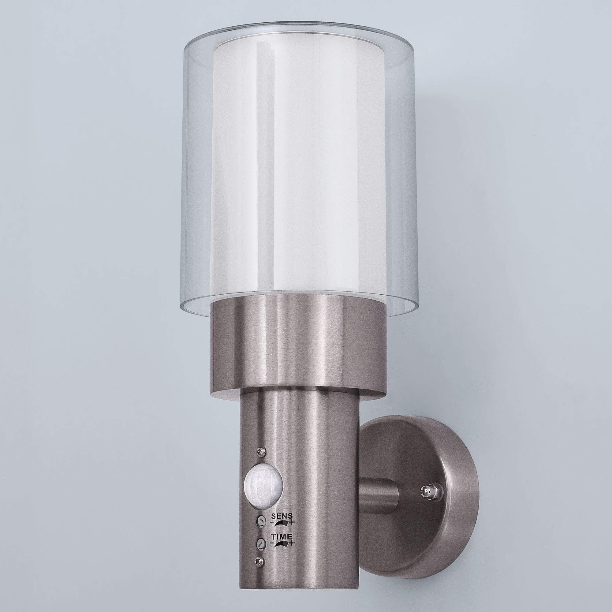 Maxkomfort Aussenleuchte mit Bewegungsmelder + 10W LED neutralweiß E27 Fassung Wand-leuchte Wandlampe Flurleuchte Edelstahl modern IP44 ASTERIA 1773 Gartenleuchte