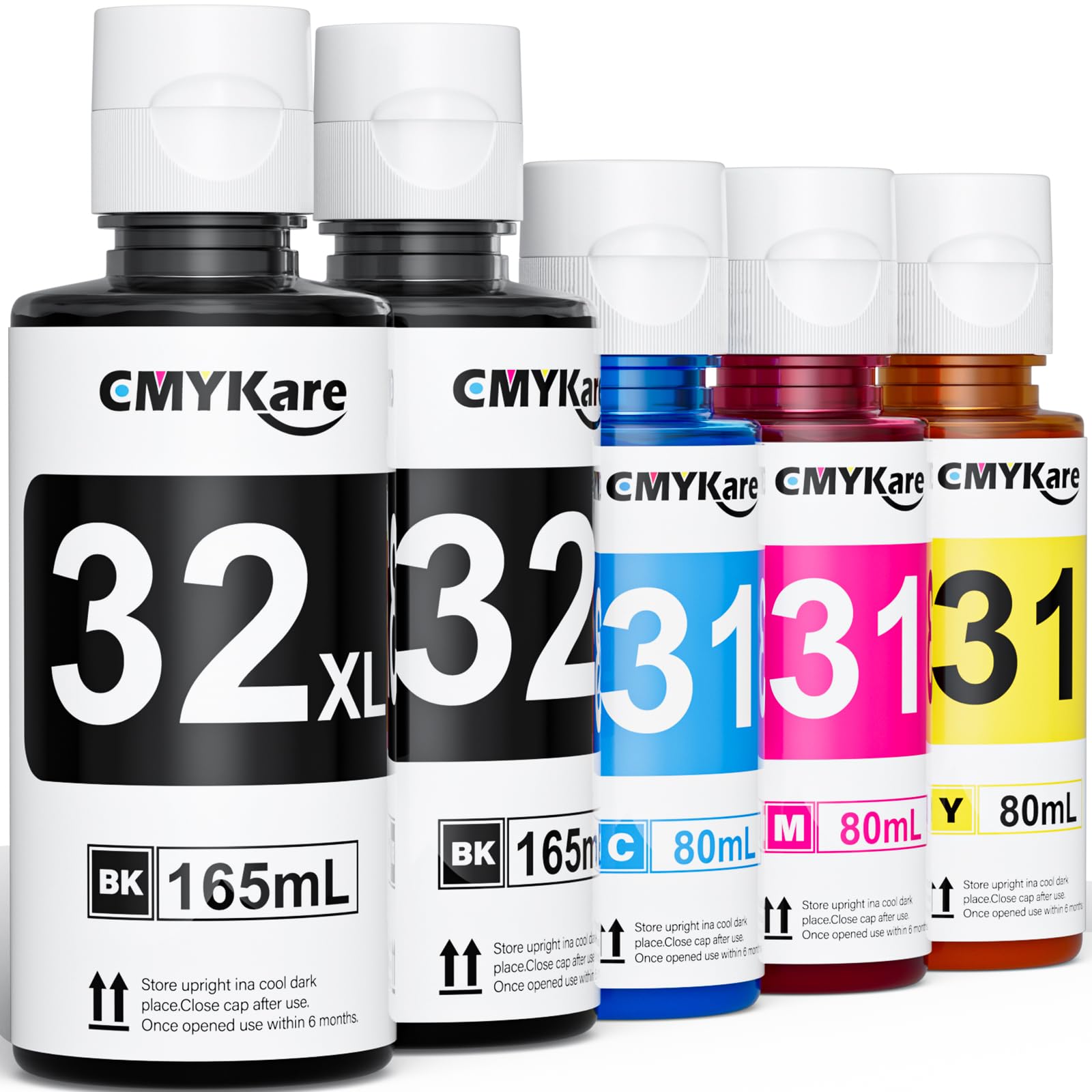 Photo 1 of 31 32XL Ink Bottle Set Compatibole for hp Smart Tank Ink Refill 7600 7300 7602 5101 5000 6000 7301 6001 651 7001 5100 5102 551 7000 7002 600 7620 5103 7302 7006 7300 570 557 559 Printer (2Bk C M Y)
