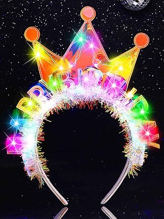 Light Up Birthday Tiara Hats Party Costume Head Wear for Women