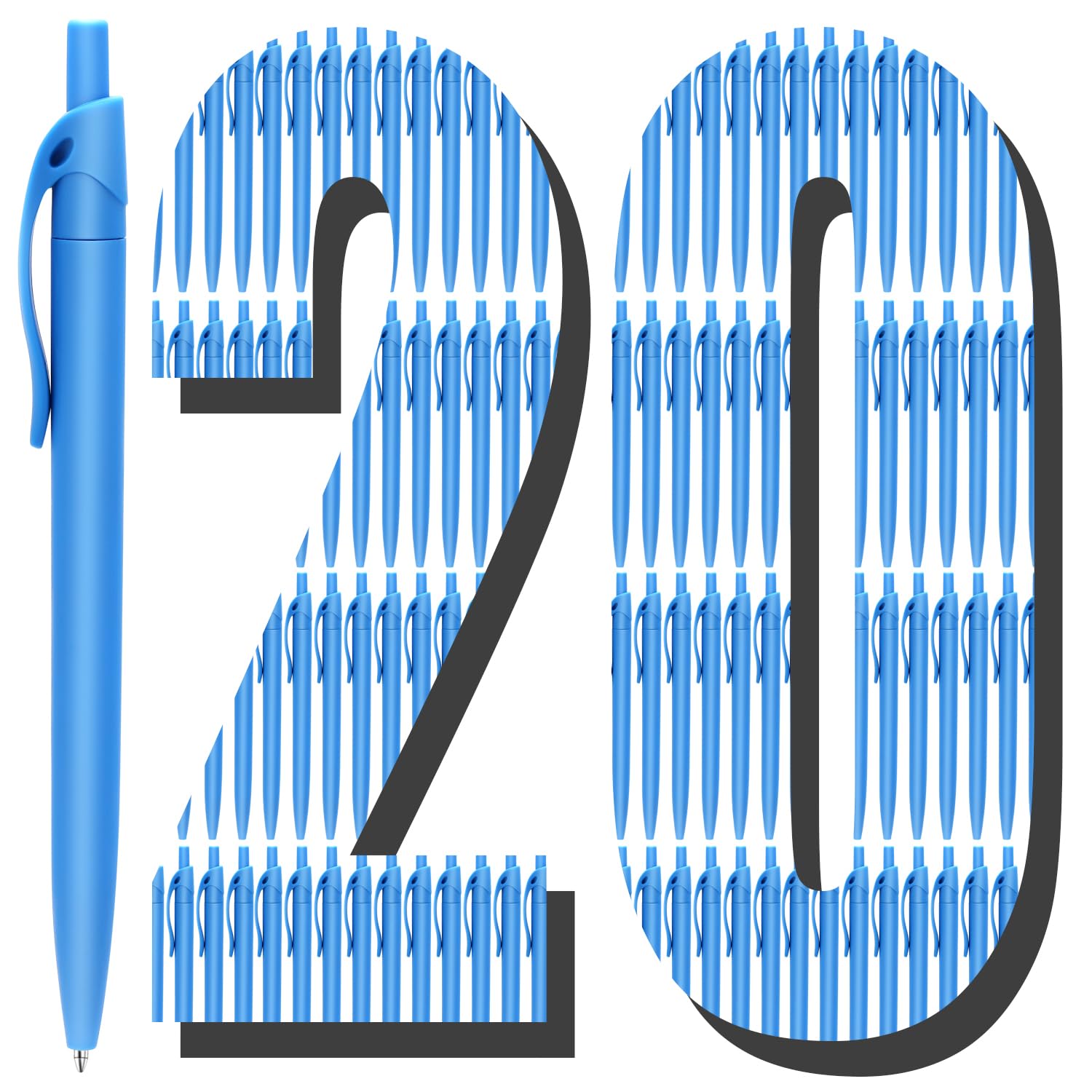 Aozora Pens Bulk 120 Pack Blue Click Pens No Bleed Wholesale Retractable Ballpoint Pens Medium Point,Smooth Ink Pens for Journaling School Office
