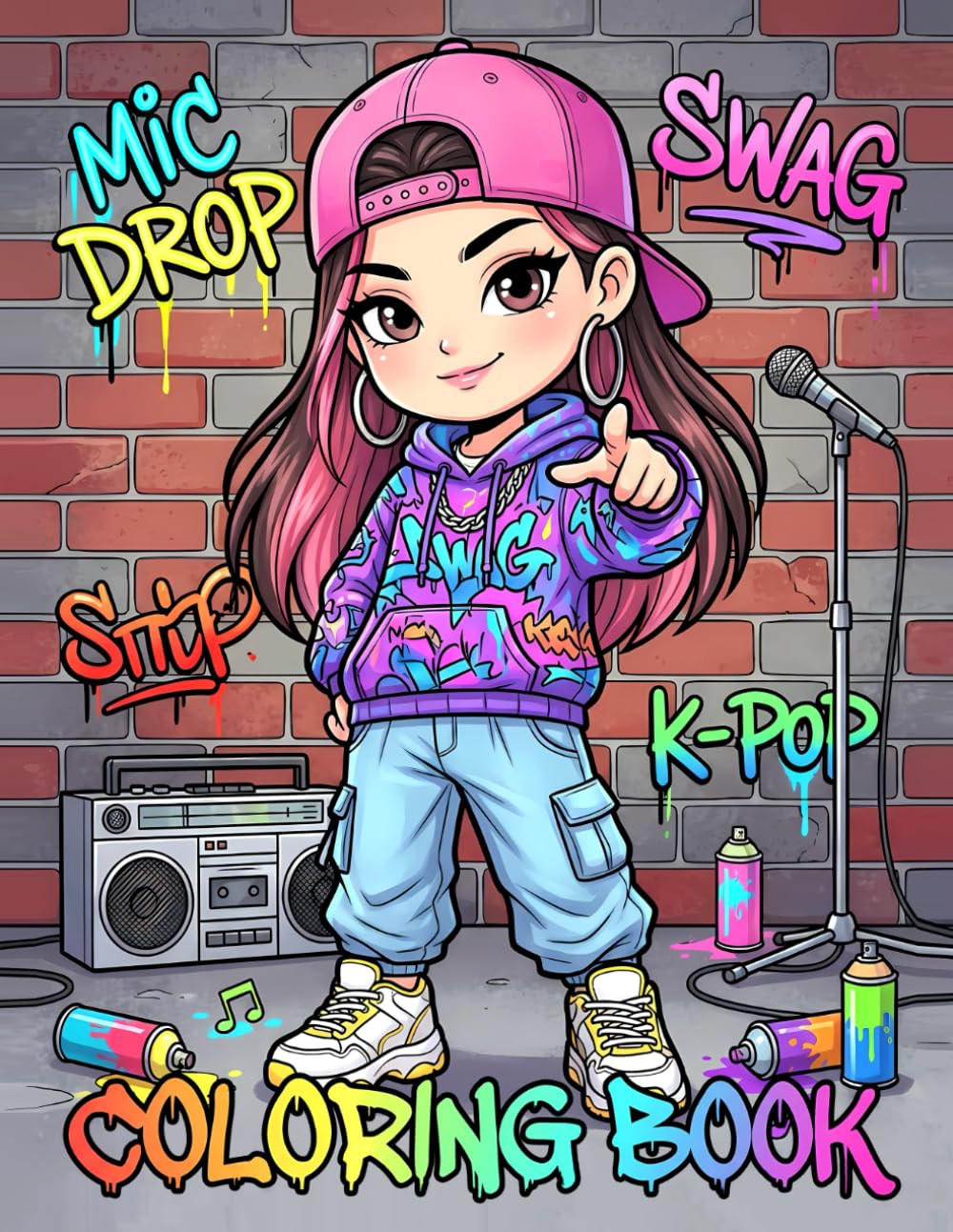 K-Pop Chibi Queens: The Ultimate Girls Group Coloring Book: Adorable Idol Illustrations Featuring Concerts, Music Video Sets, Fantasy Concepts, and Daily Life Scenes