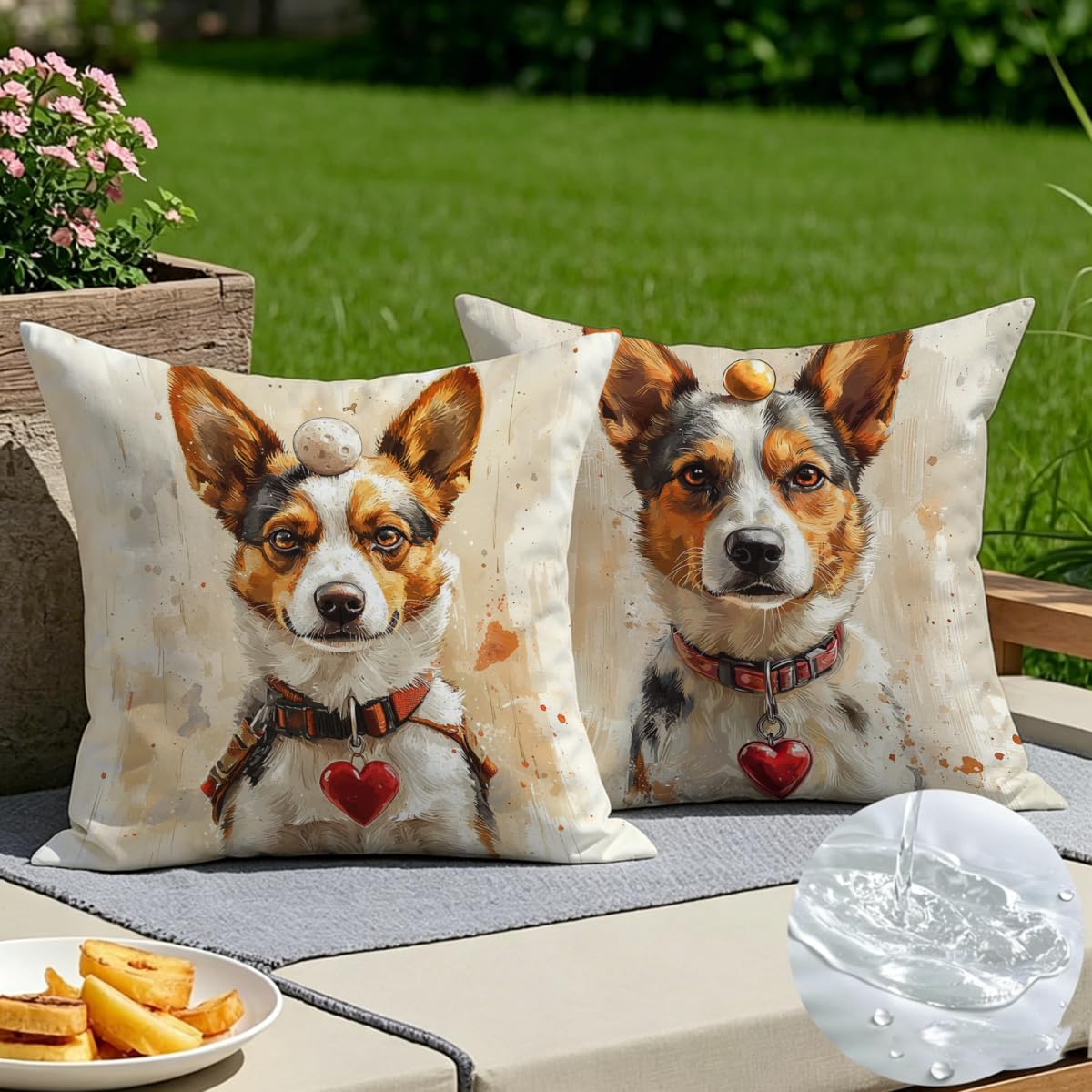 Housse coussin amour et taie chien pour décoratif jardin patio salon