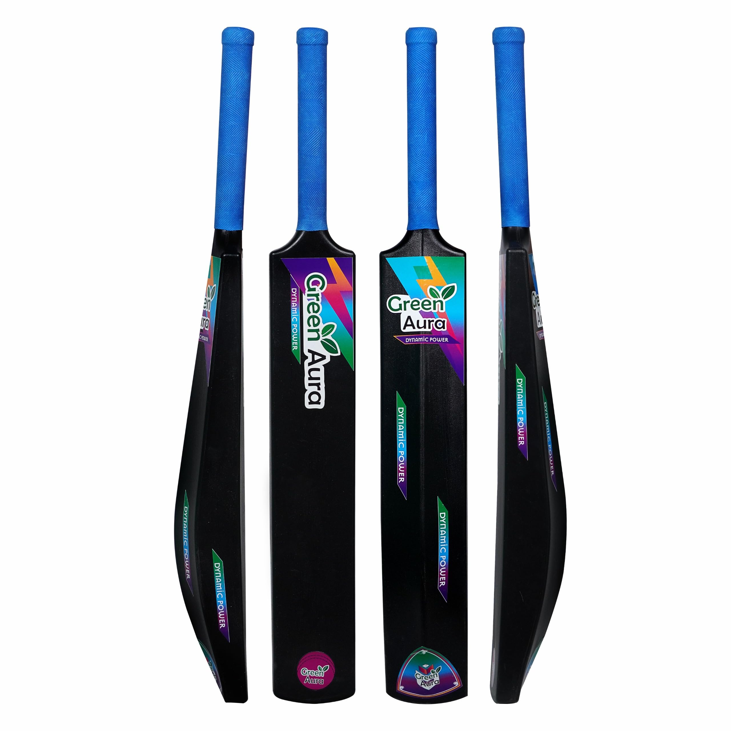 Green Aura Plastic Cricket Bat, Practice Training Bat for Men & Women (Black/Blue, Size 6)-picture-20