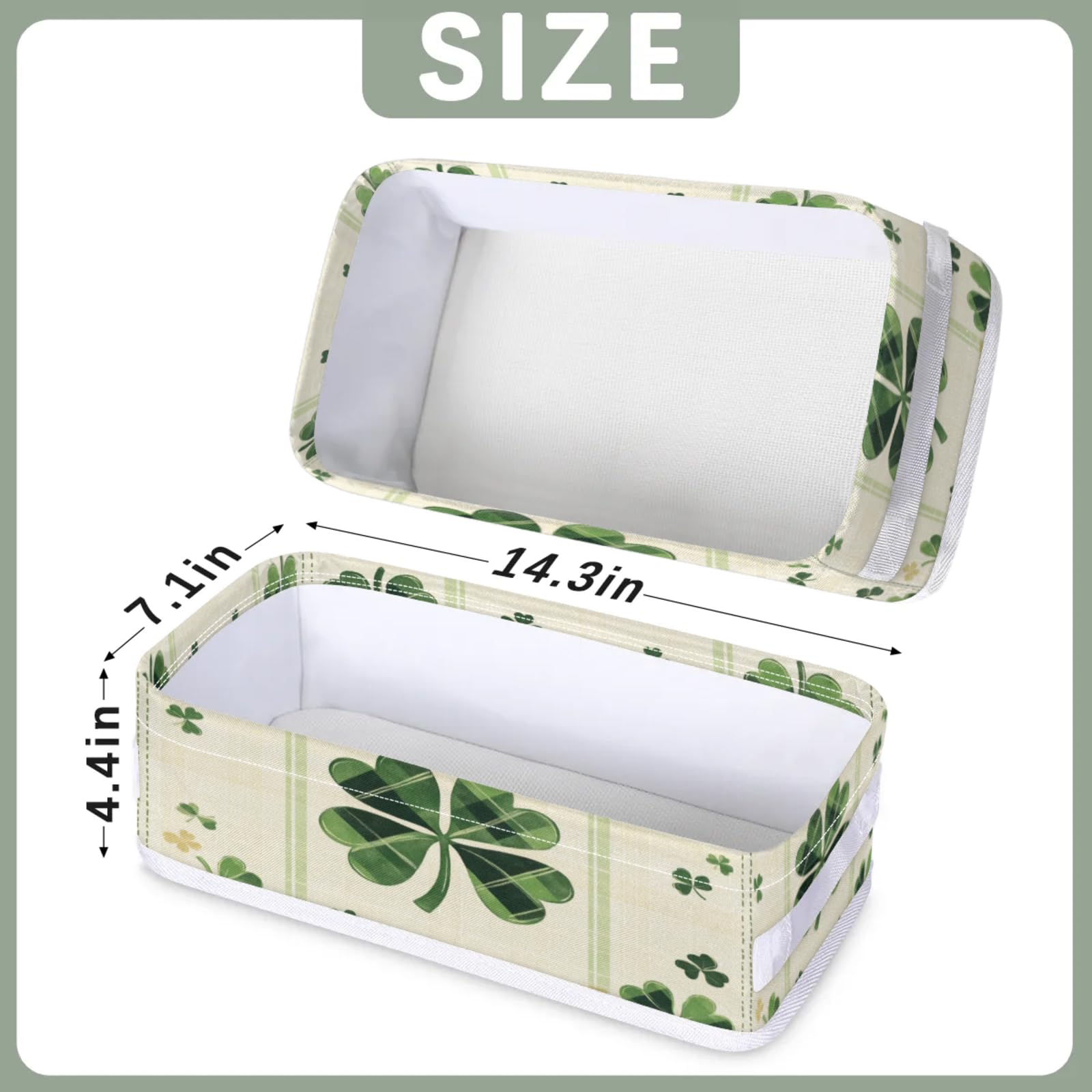 Tablerazzi Toilet Tank Topper Paper Basket with Handle, Striped and Leaves St. Patrick's Day Bathroom Storage Basket for Organizing, Small Fabric Storage Bins for Bathroom Decor