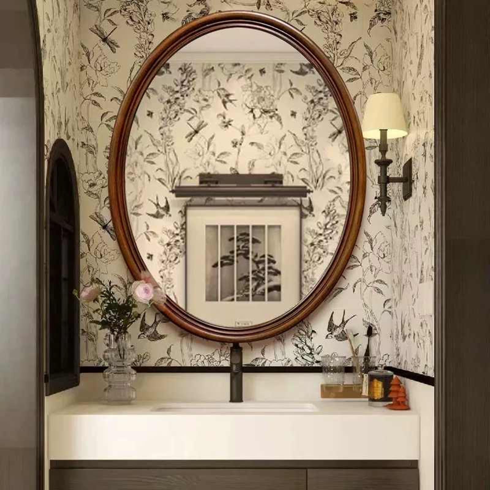 Miroir de courtoisie décoratif en bois au design HD anti-explosion épuré