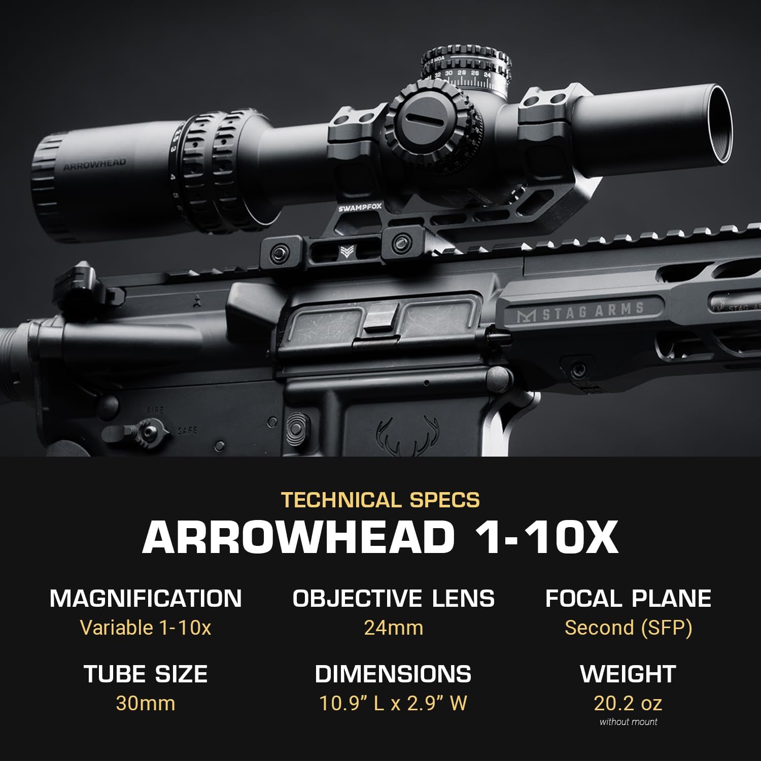 Swampfox Arrowhead SFP LPVO, 1-10x24, 30mm