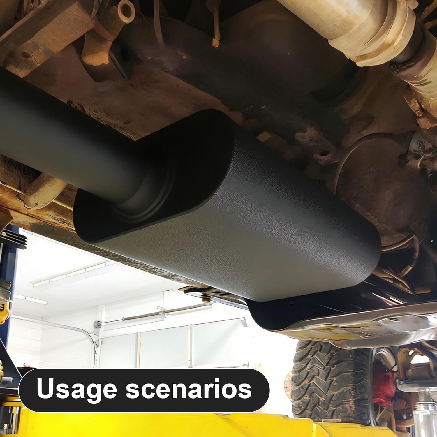 Universal Muffler Single 409 Stainless Steel Performance Muffler for Cars Trucks, 3" Inlet/Outlet, Overall Length 17", Center In | Center Out, Black