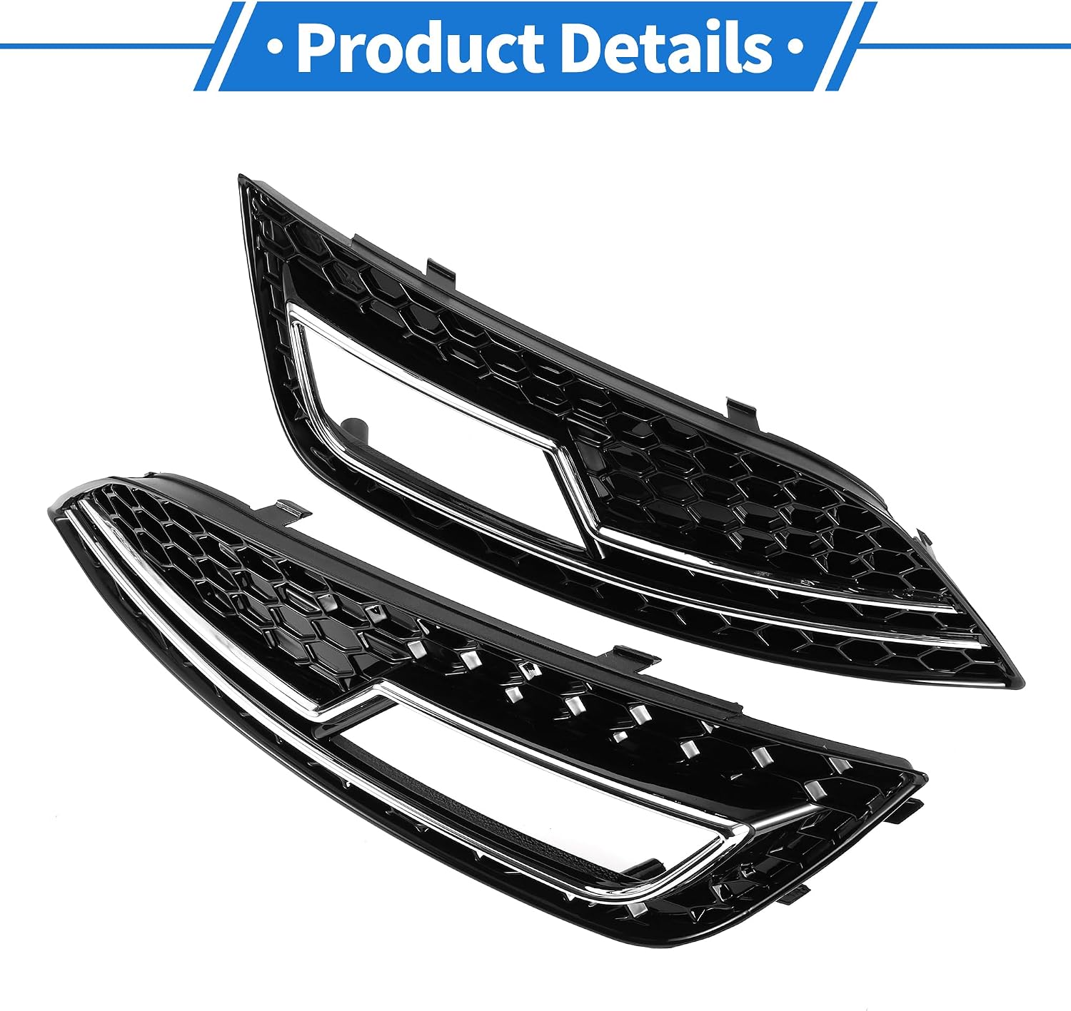 1 Pair Fog Light Grill for Audi A4L B9 S4 RS4 2013-2016 Durable ABS Black Front Left Right Front Lower Bumper Fog Light Cover Inserts