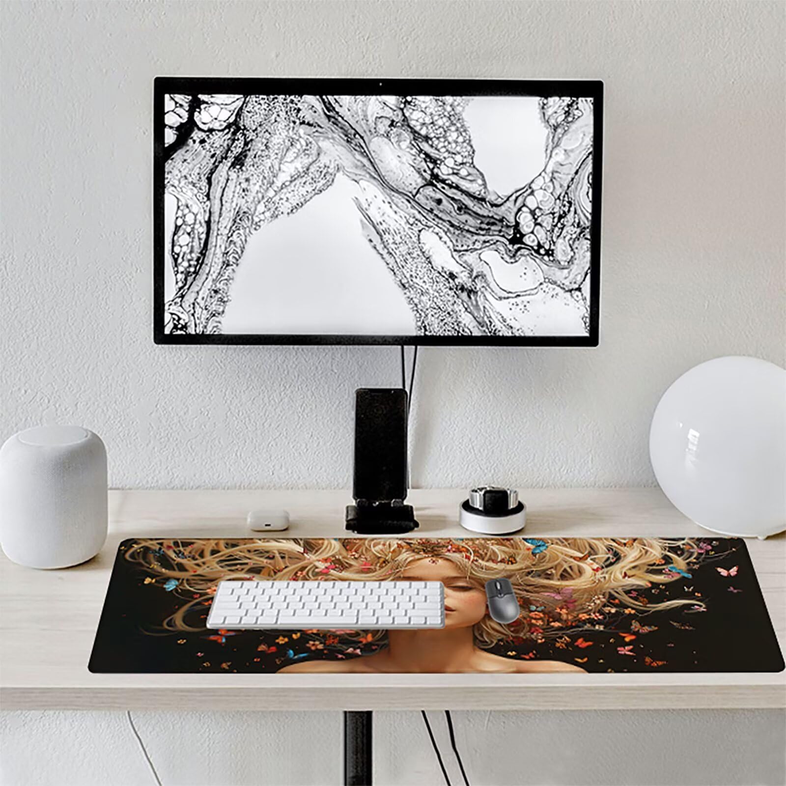 Mujer Alfombrilla Ratón Gaming XXL 1500x800mm, Alfombrilla Gaming Amarillo Mousepad con Base de Goma Antideslizante, Impermeable Desk Mat para Teclado y Raton, Accesorios Gaming Regalos de Hombre 5-8