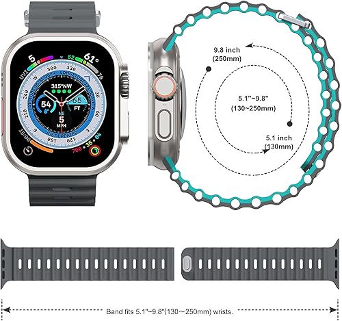 Miniatura 10 de Paquete de 2 correas deportivas oceánicas compatibles con Apple Watch Band Ultra 2Ultra SE Series 987654321, correas de silicona para iWatch de