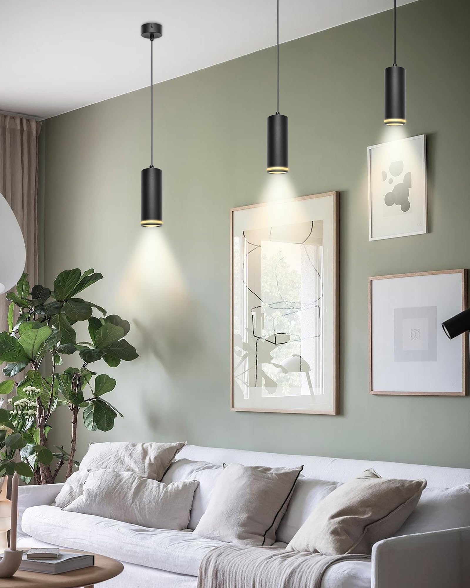 Lampadario a Sospensione Moderno 15cm, Lampada a Sospensione con Portalampada GU10, Lampadario Cilindrico Nero, Lampadari Regolabile in Altezza per Soggiorno, Camera da letto, Cucina, 2 Pezzi