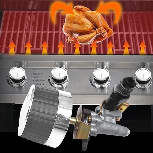 Miniatura 6 de Pomos de control de parrilla de gas, perillas de repuesto para quemador de gas, interruptor giratorio cromado con agarre antideslizante, pomos de