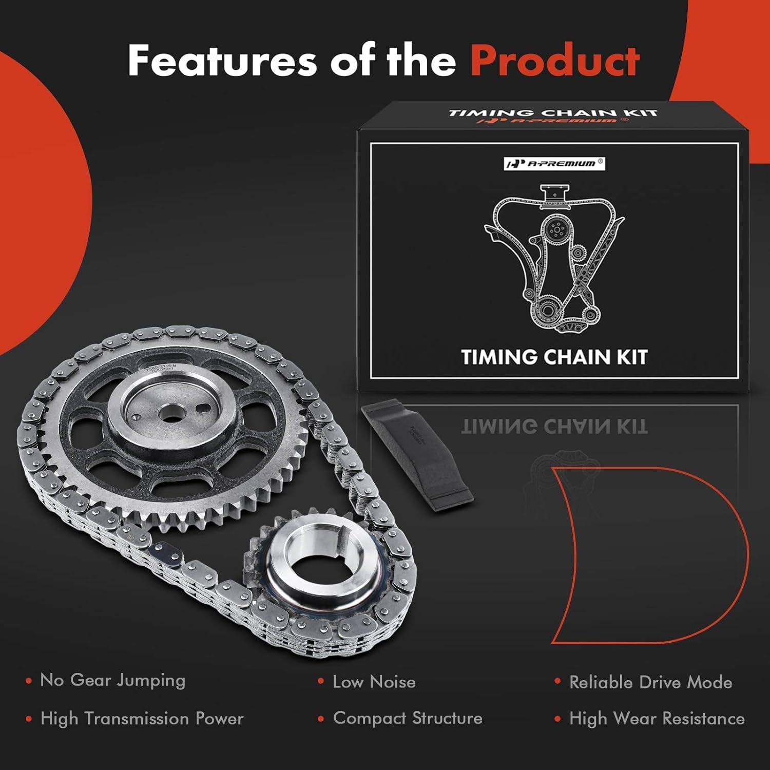 A-Premium 4PCS Engine Timing Chain Kit W/Sprocket & More [fits OHV, 6Cyl 4.0L] Compatible with Jeep Cherokee 1994-1998, Grand Cherokee 1994-1998, Wrangler 1994 1995 1997 1998, [Vin Code S]