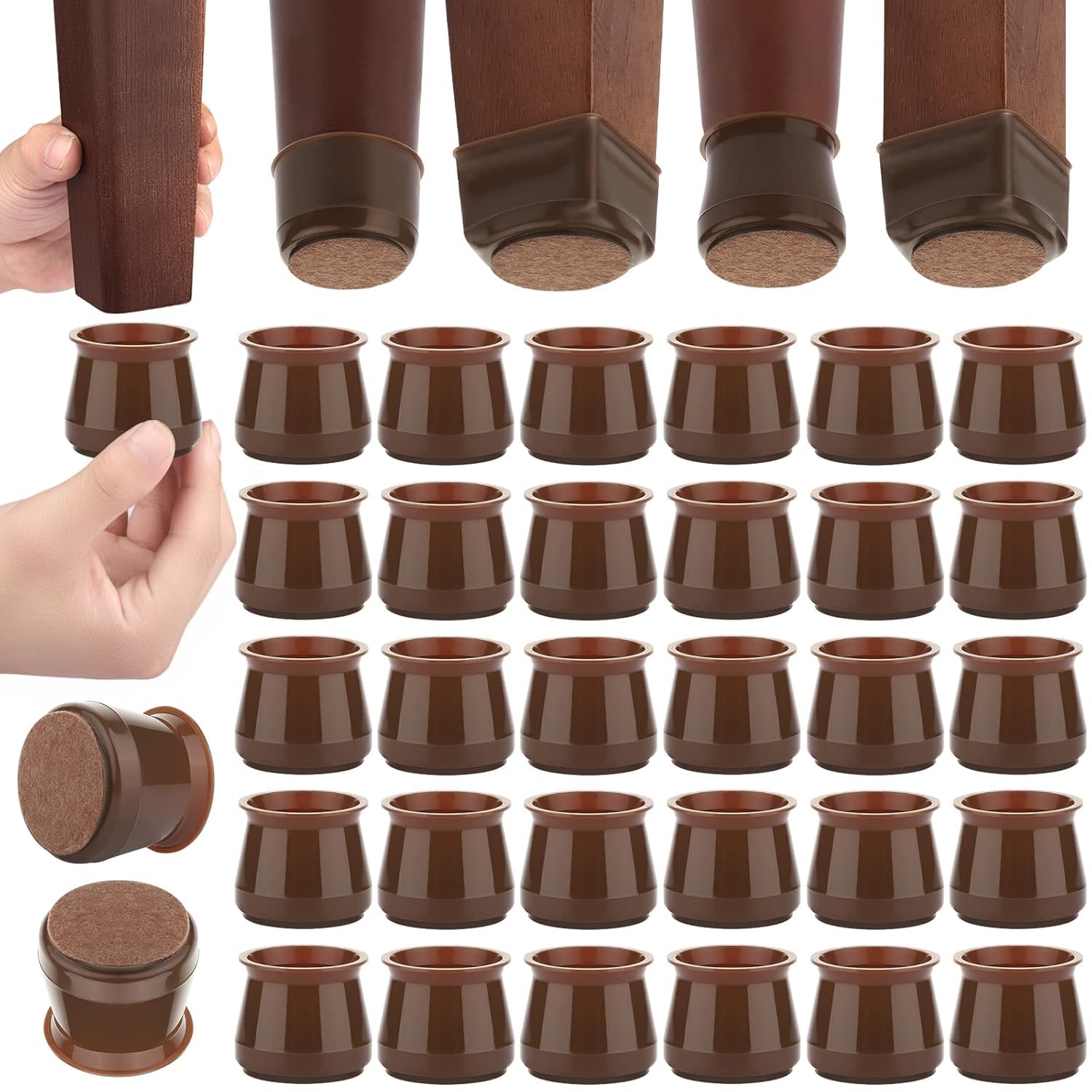HENGLOBE Chair Leg Protectors for Hardwood Floors, 40 Pcs Silicone Chair Leg Caps, Felt Furniture Pads for Protecting Wood Floors from Scratches and Noise, Smooth Moving (40, Black-Colour) (B0DCGJX6WG) Amazon Price History, Amazon Price Tracker
