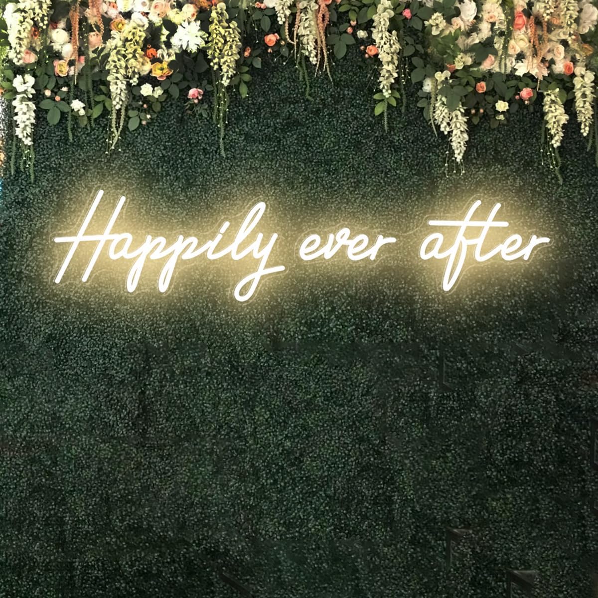 Happily Ever After Neon Sign Large, 42.5 Inch Neon Sign Wedding Happily Ever After with Remote Dimmer, Neon Lights for Bedroom, Wedding, Birthday, Bachelorette Party, Warm White