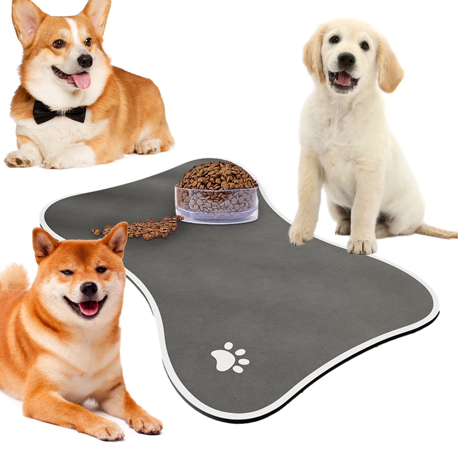Tapis d'alimentation en silicone imperméable pour chien et chat, tapis antidérapant pour gamelle, pour chiens, chats et autres (40 x 60 cm)