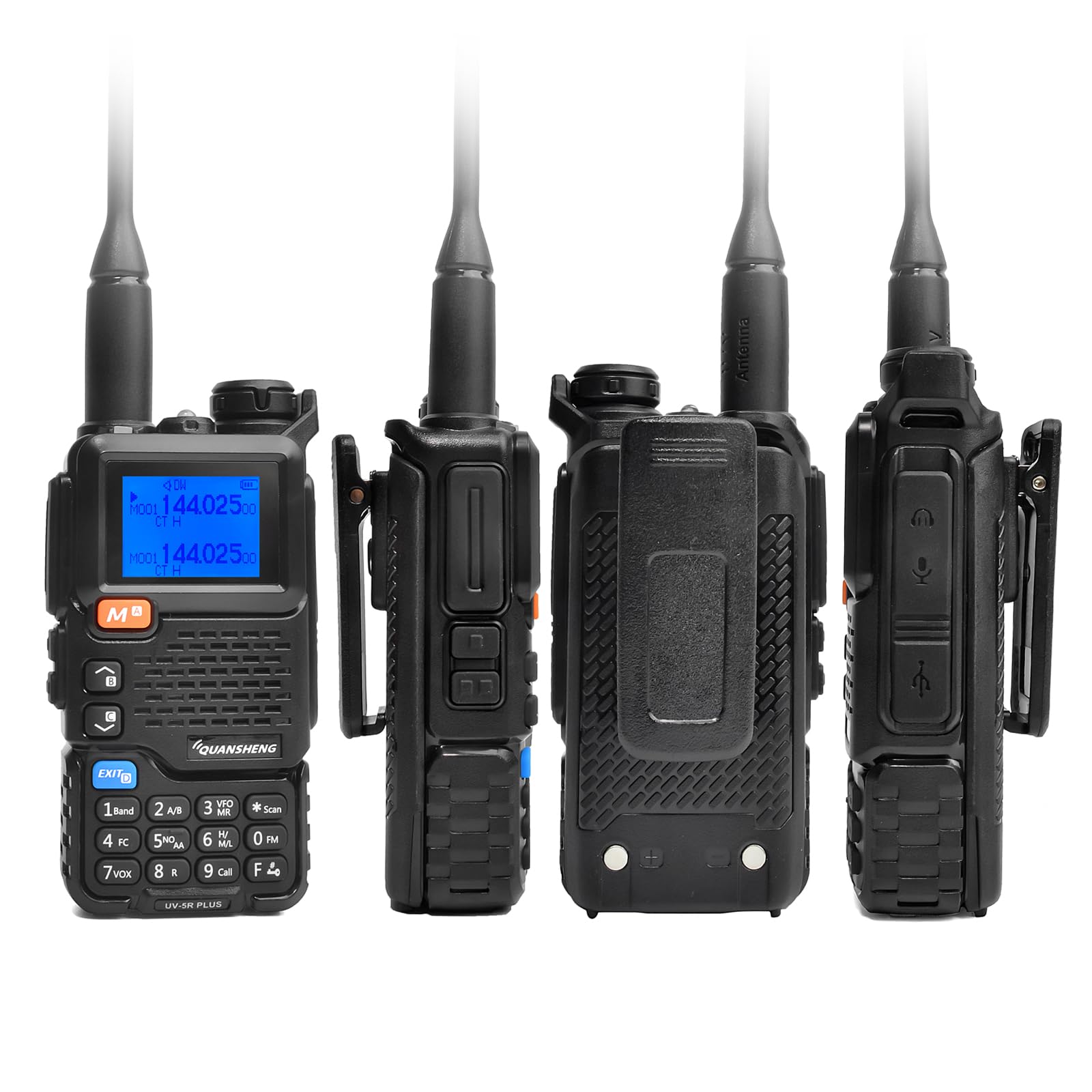 Quansheng UV5R Plus VHF UHF 5W Walkie Talkie Recargador Baterías Recargables Radio bidireccional con auricular para senderismo, camping, viajes