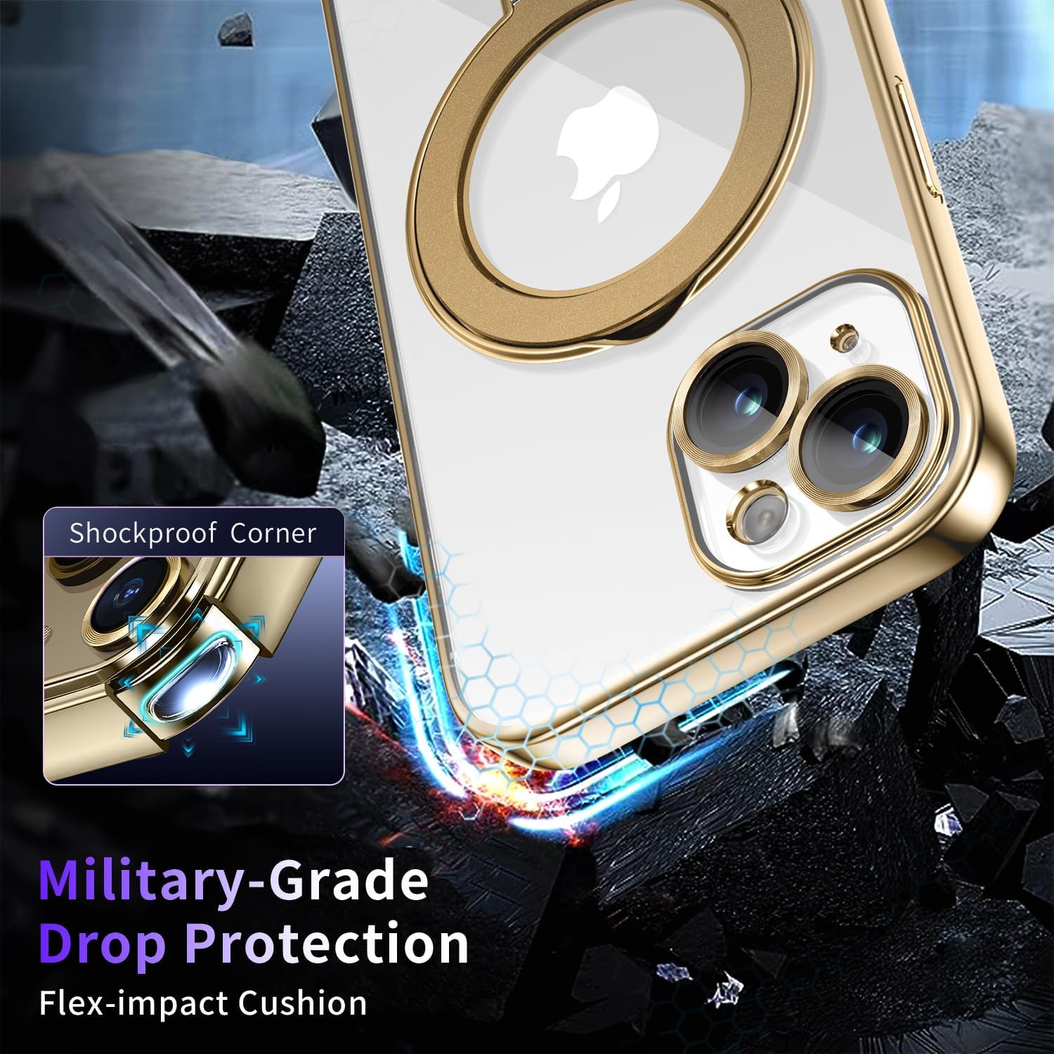 Magnetic for iPhone 14 Case with Invisible Stand[Compatible with MagSafe][Full Camera Lens Protector][Military Drop Protection] Shockproof Not Yellowing Clear Slim Soft for Women Men - Image 4