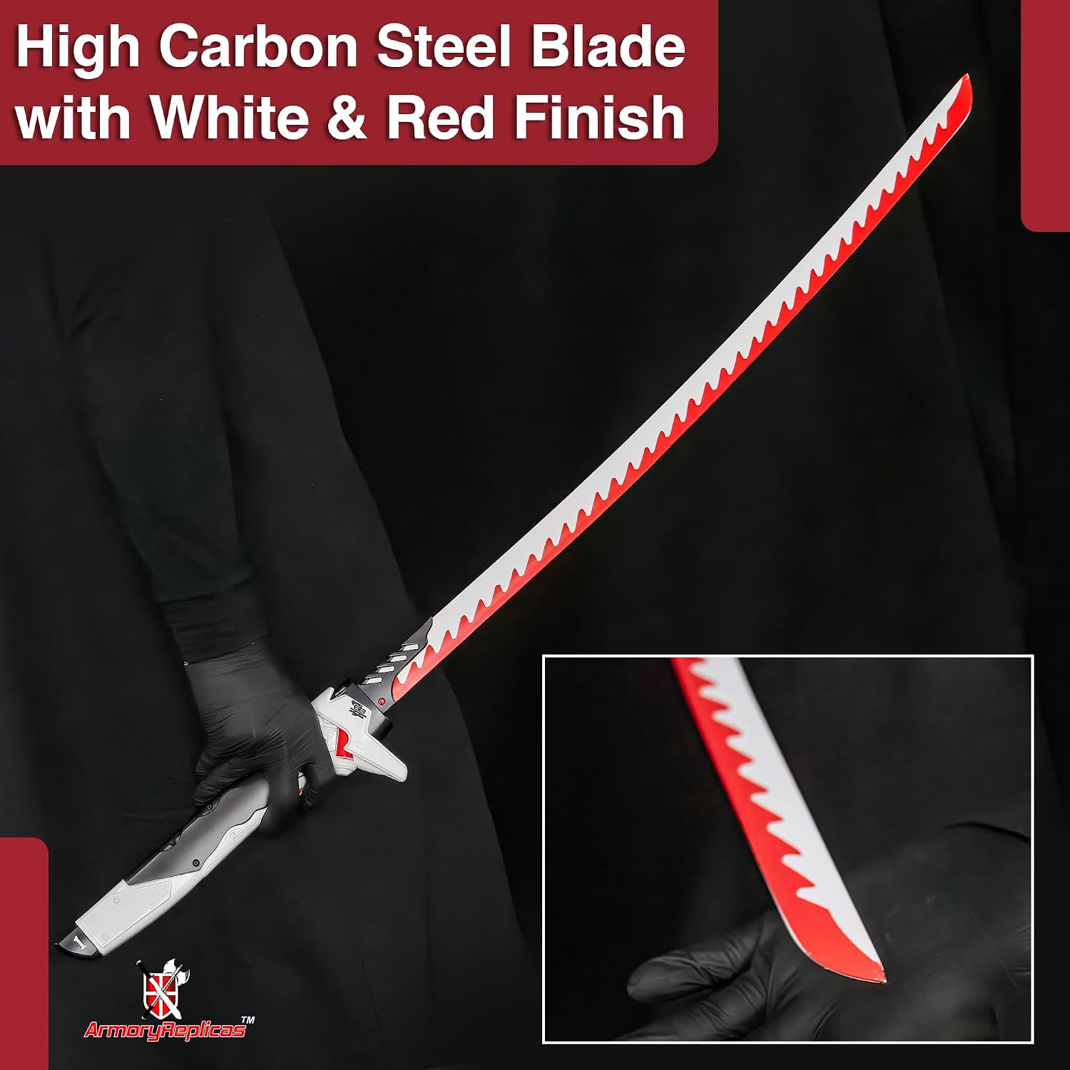 Armory Replicas™ Sparrow Mech Katana Replica – High Carbon Steel Blade with Red Hamon and Lacquered Scabbard