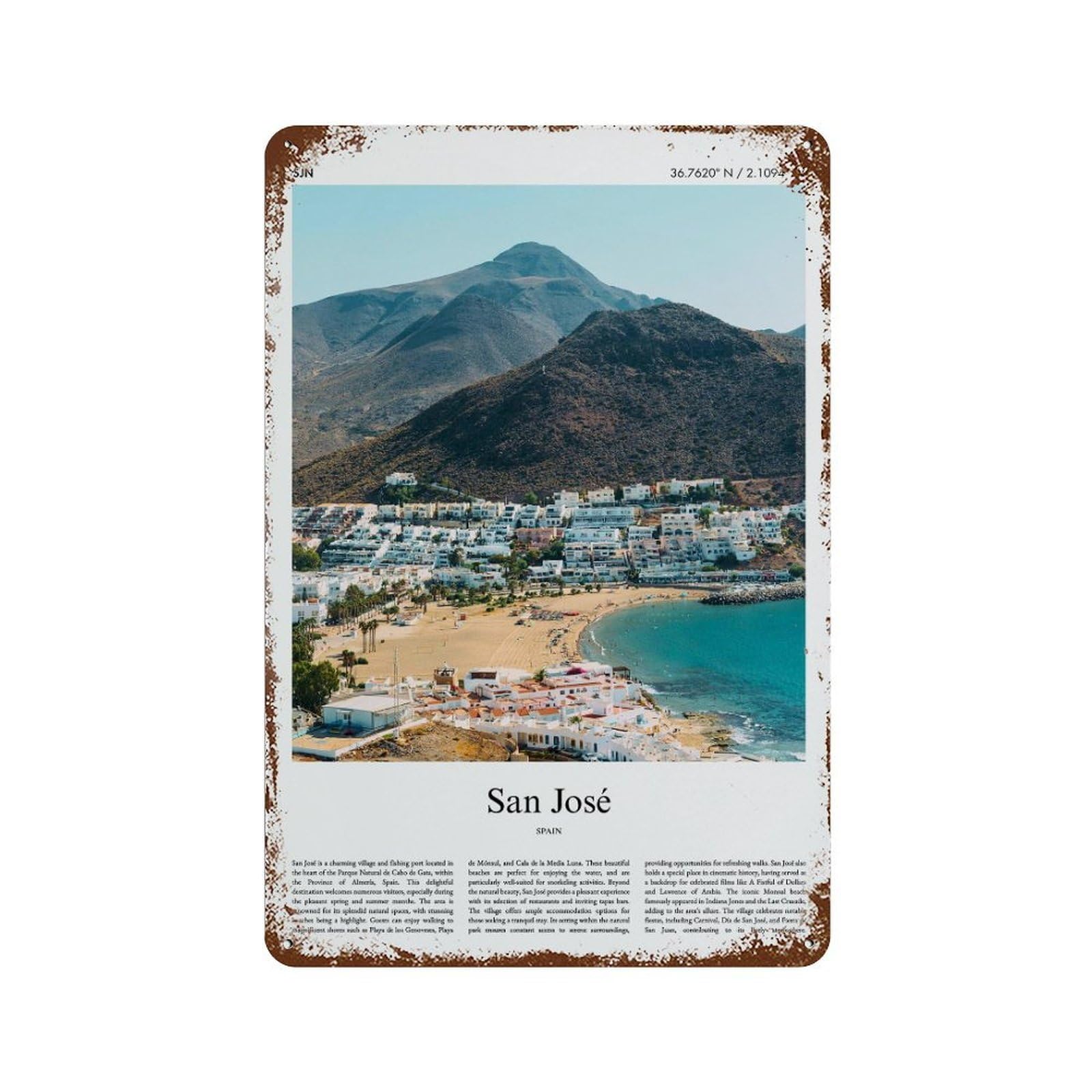 xiaoxiaoshen San José Spain City Scenery Wall Decor Art Metal Tin Poster Modern Home Decor Art Home Bar Shop Decorations Vintage Sign 30x20cm