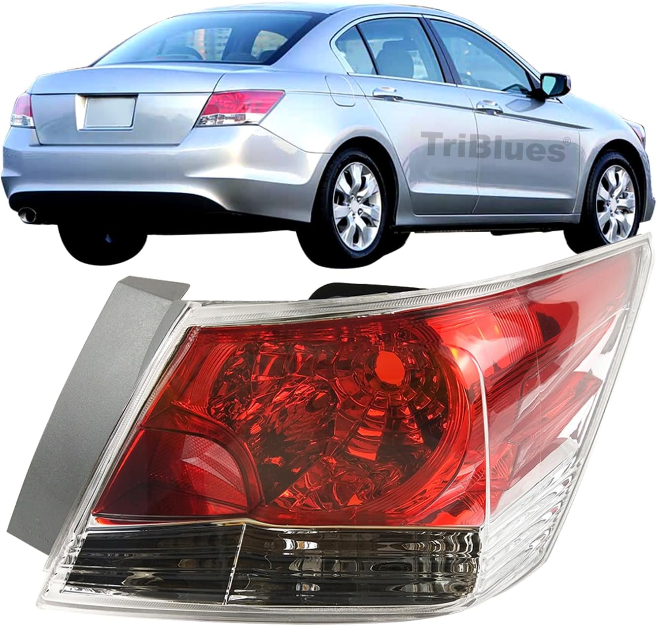 Right Passenger Side Tail Light Replacement for Honda Accord 2008-2012, Rear Tail Lamp Without Wiring Harness and Bulb