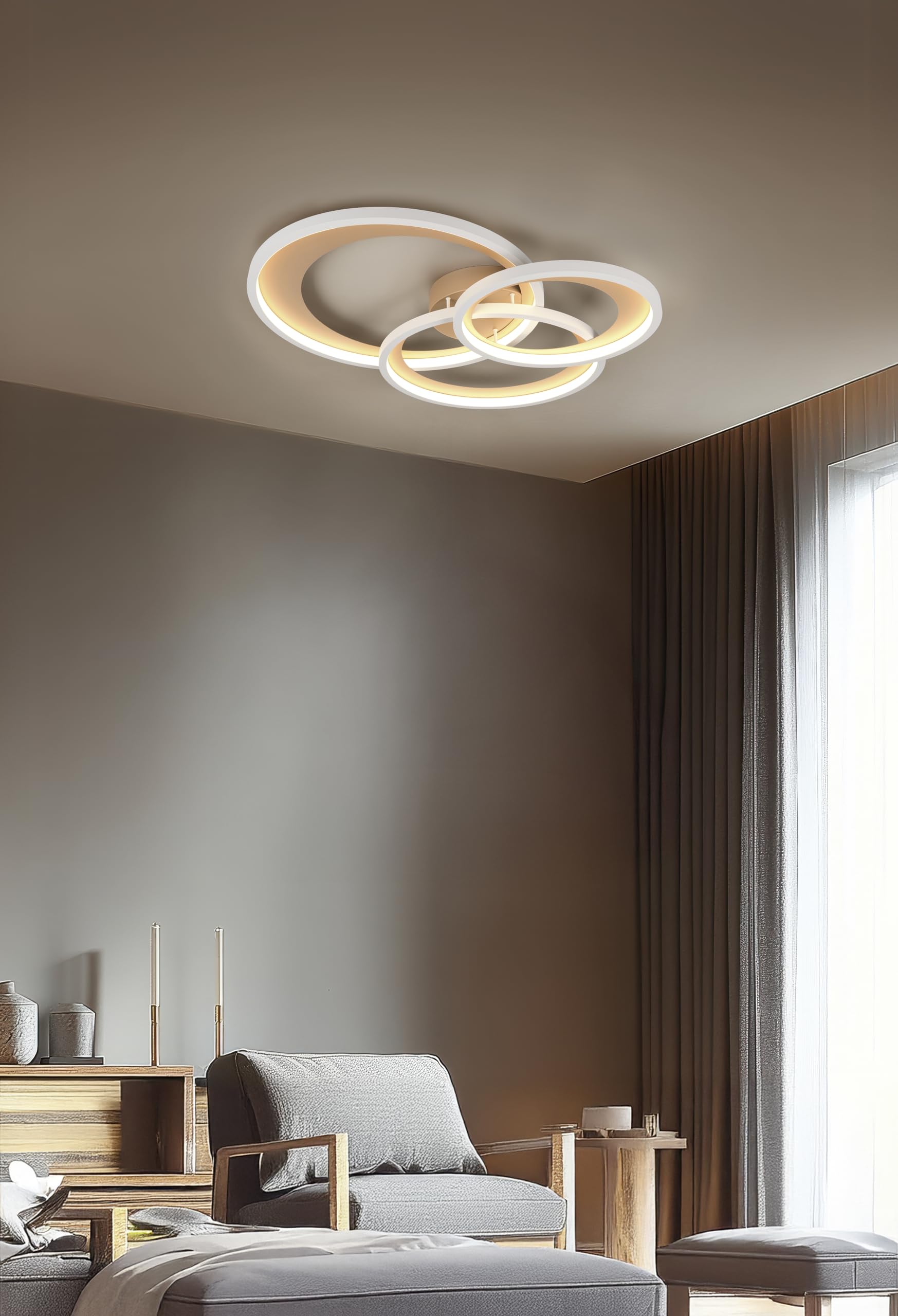 Trio Leuchten LED Deckenleuchte Granada 673810365, Metall Warum Grey/Coffee, 36 Watt LED, Switch Dimmer