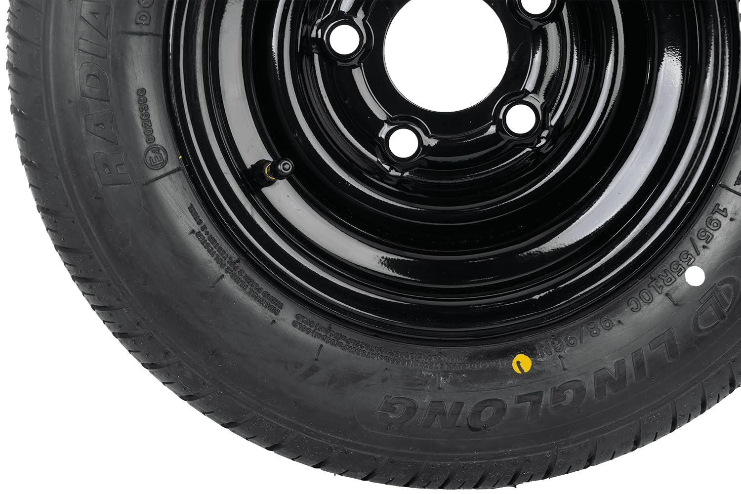 Ruota rinforzata per rimorchio 195/55 R10C 98/96N con cerchio in acciaio nero UNITRAILER 6Jx10 H2 5x112 ET-4 - 10 pollici ruota completa fino a 750 kg per rimorchi e roulotte