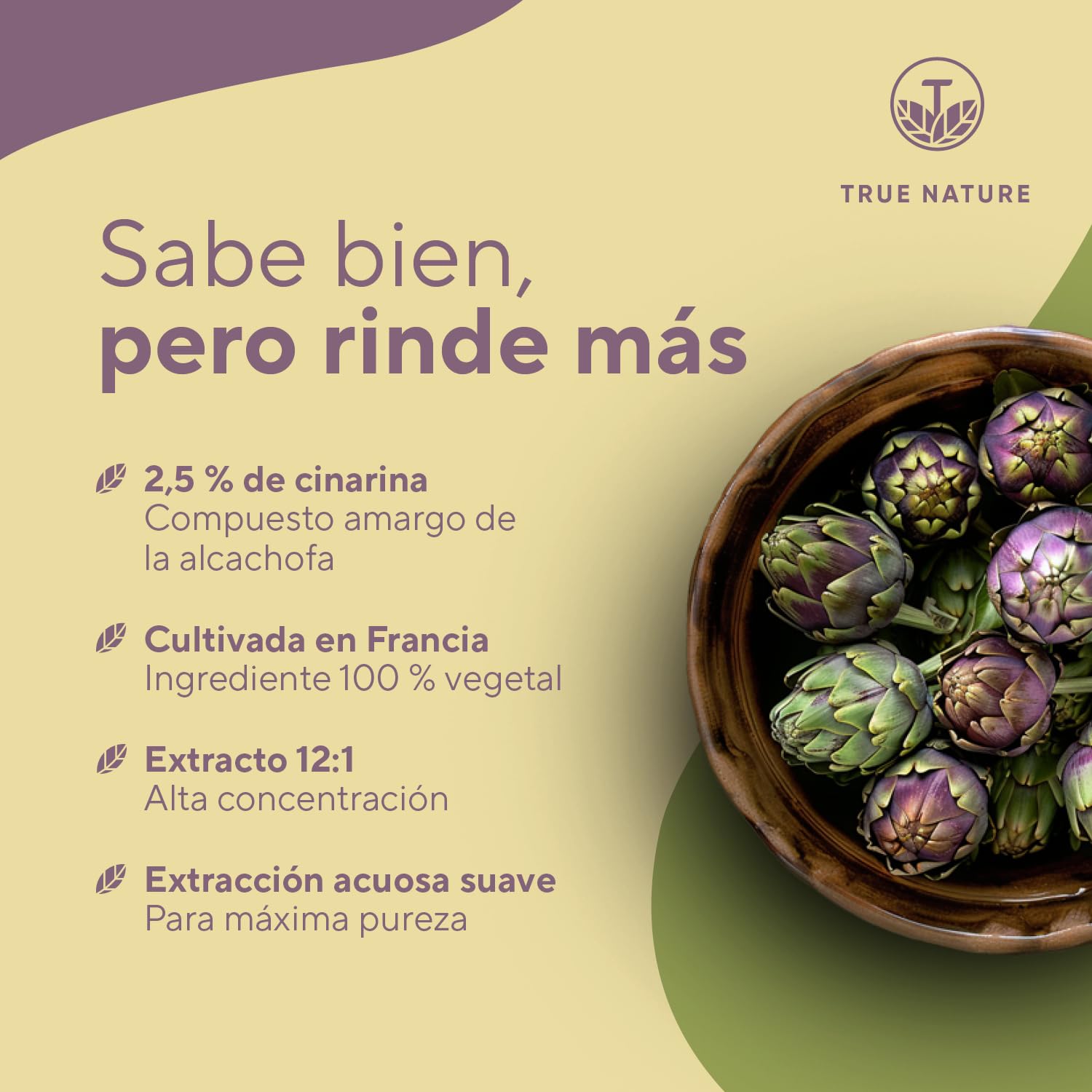 Extracto de Alcachofa - 2400mg al día - 300 Capsulas - 12:1 extracto (60mg Cynarin) - Autentico Extracto de Alcachofa Francesa - Vegano y Probado en Laboratorio - TRUE NATURE®